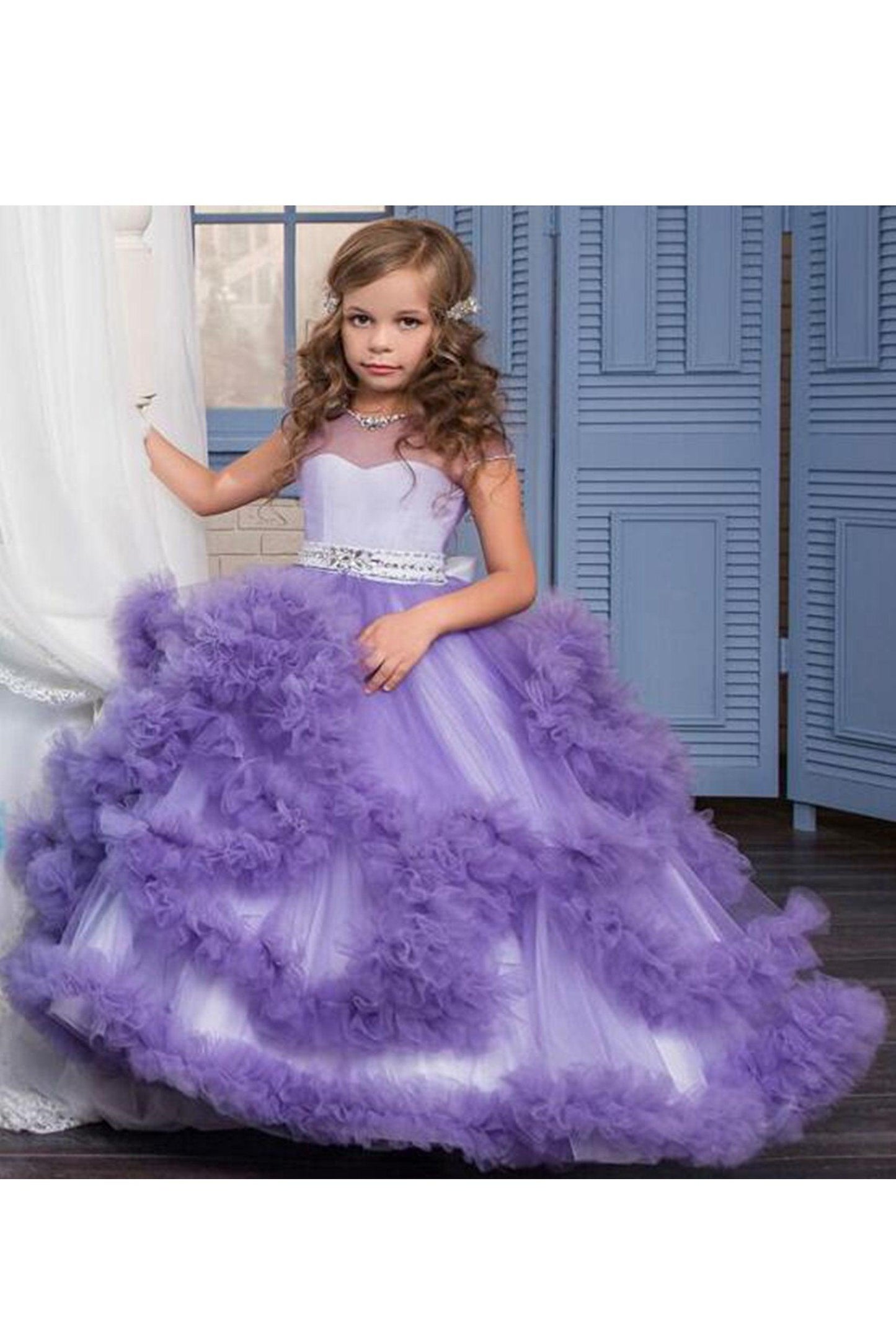 Ball Gown Floor Length Tulle Flower Girl Dress CF0328