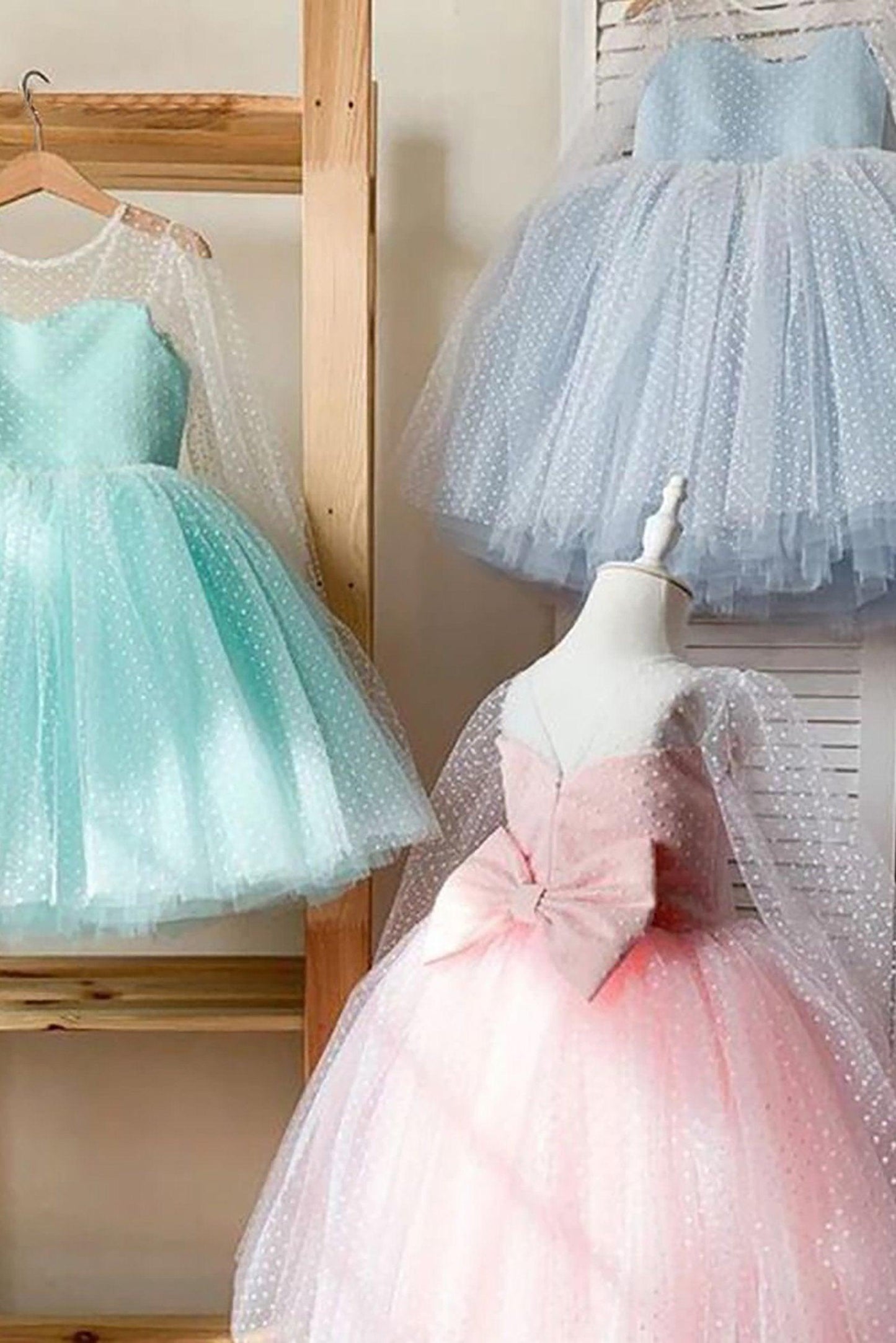 A-Line Knee Length Tulle Lace Flower Girl Dress CF0331 - COCOMELODY