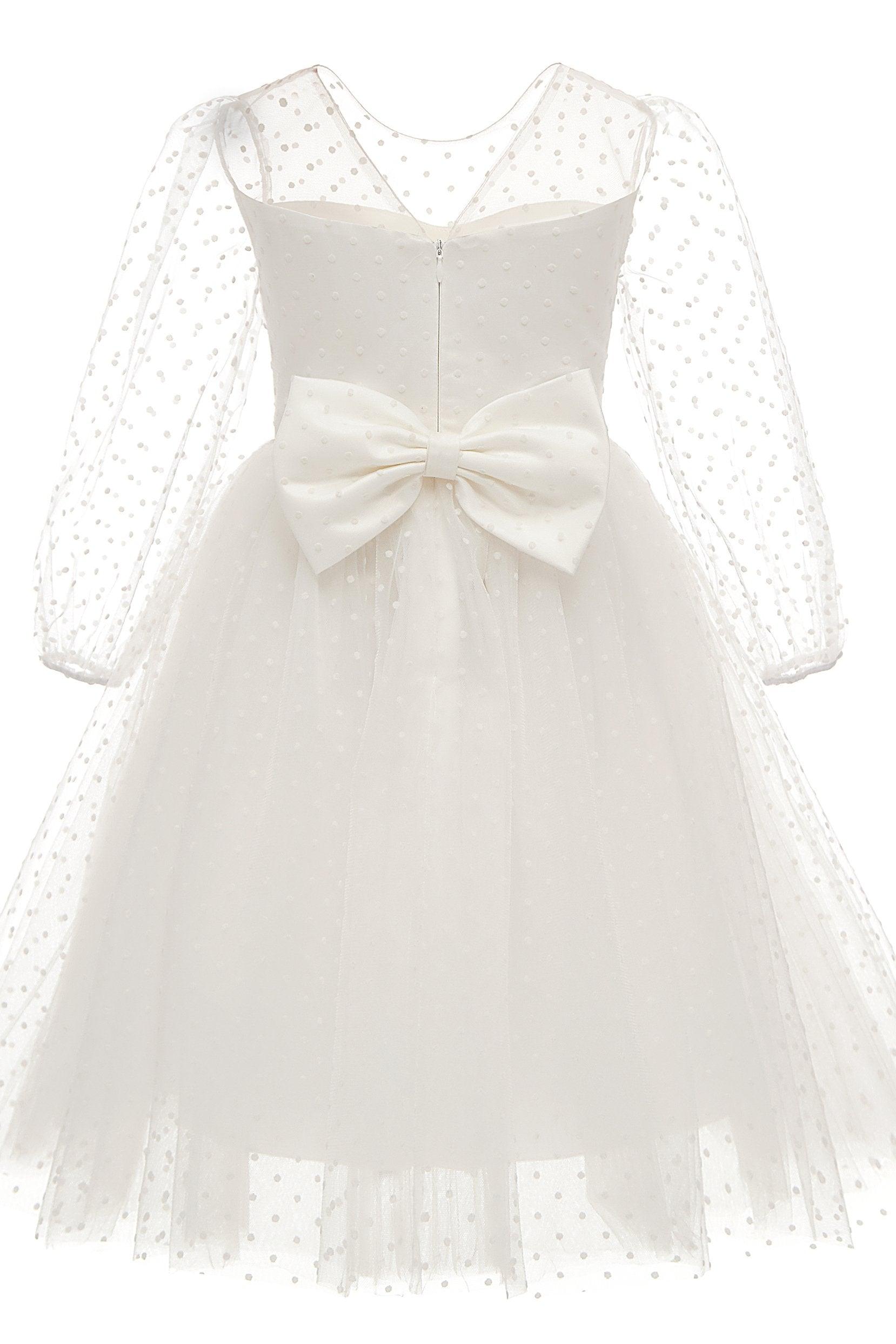 A-Line Knee Length Tulle Lace Flower Girl Dress CF0331 - COCOMELODY