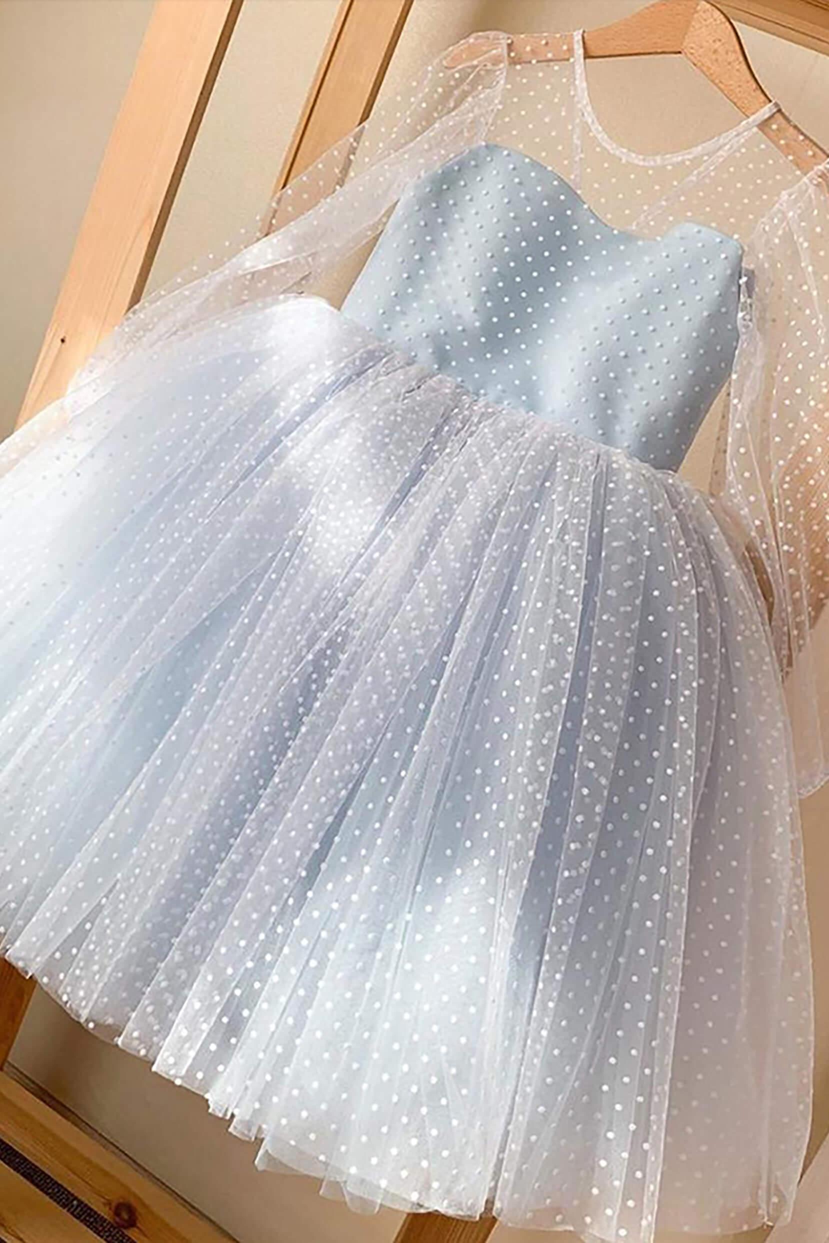 A-Line Knee Length Tulle Lace Flower Girl Dress CF0331 - COCOMELODY