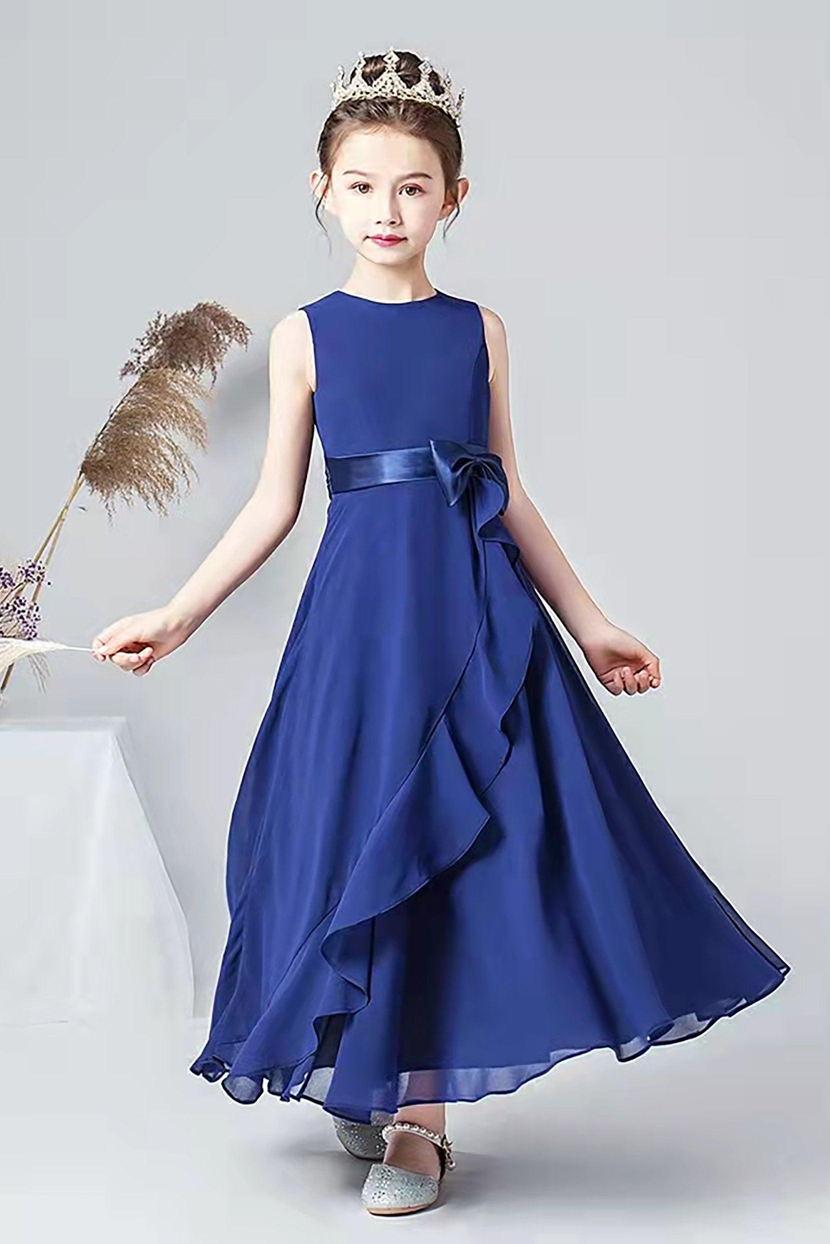 A-Line Tea Length Chiffon Flower Girl Dress CF0332 - COCOMELODY