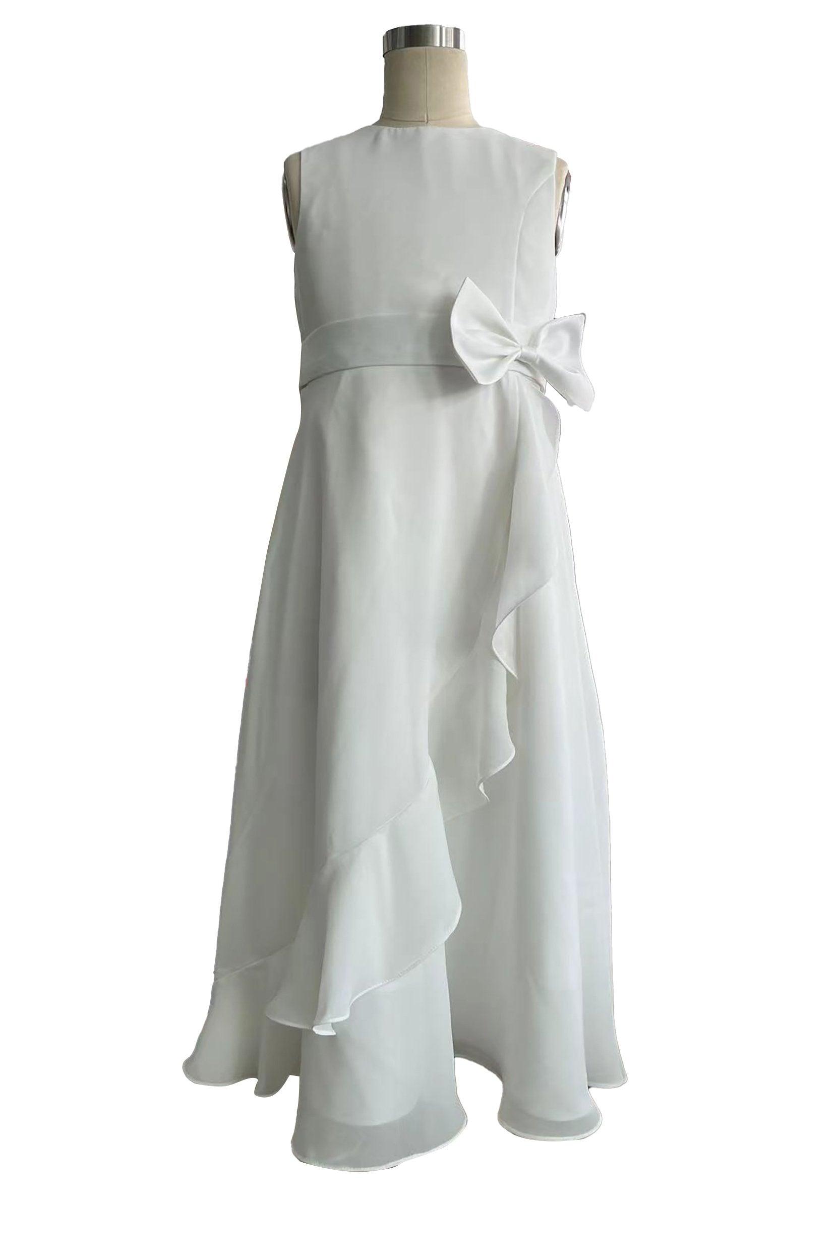 A-Line Tea Length Chiffon Flower Girl Dress CF0332 - COCOMELODY