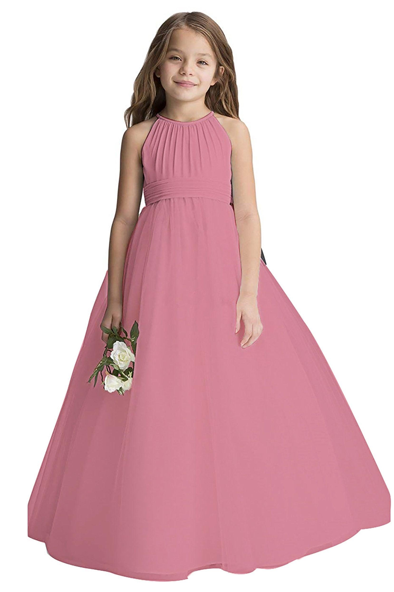 A-Line Floor Length Tulle Flower Girl Dress CF0334 - COCOMELODY