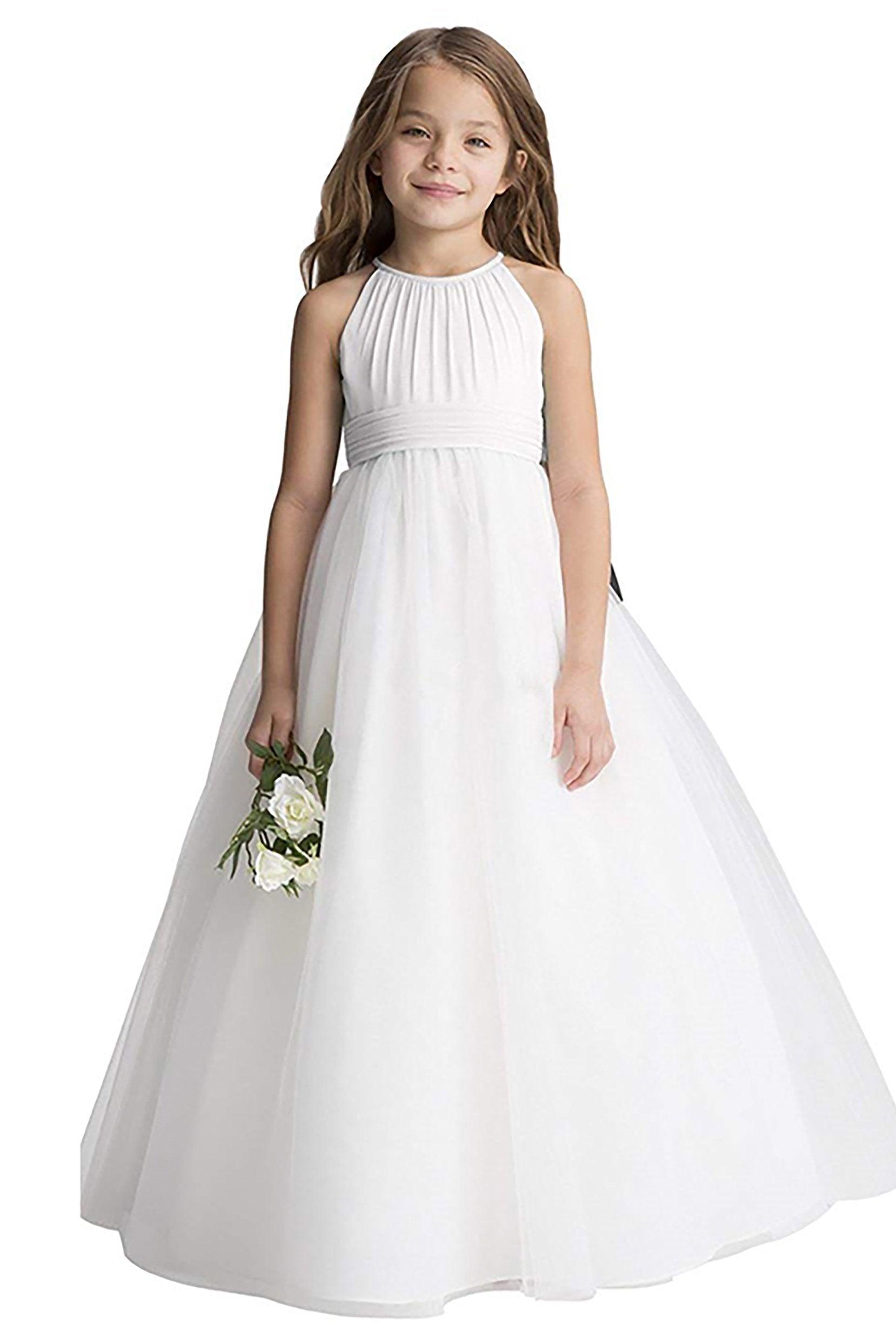 A-Line Floor Length Tulle Flower Girl Dress CF0334 - COCOMELODY