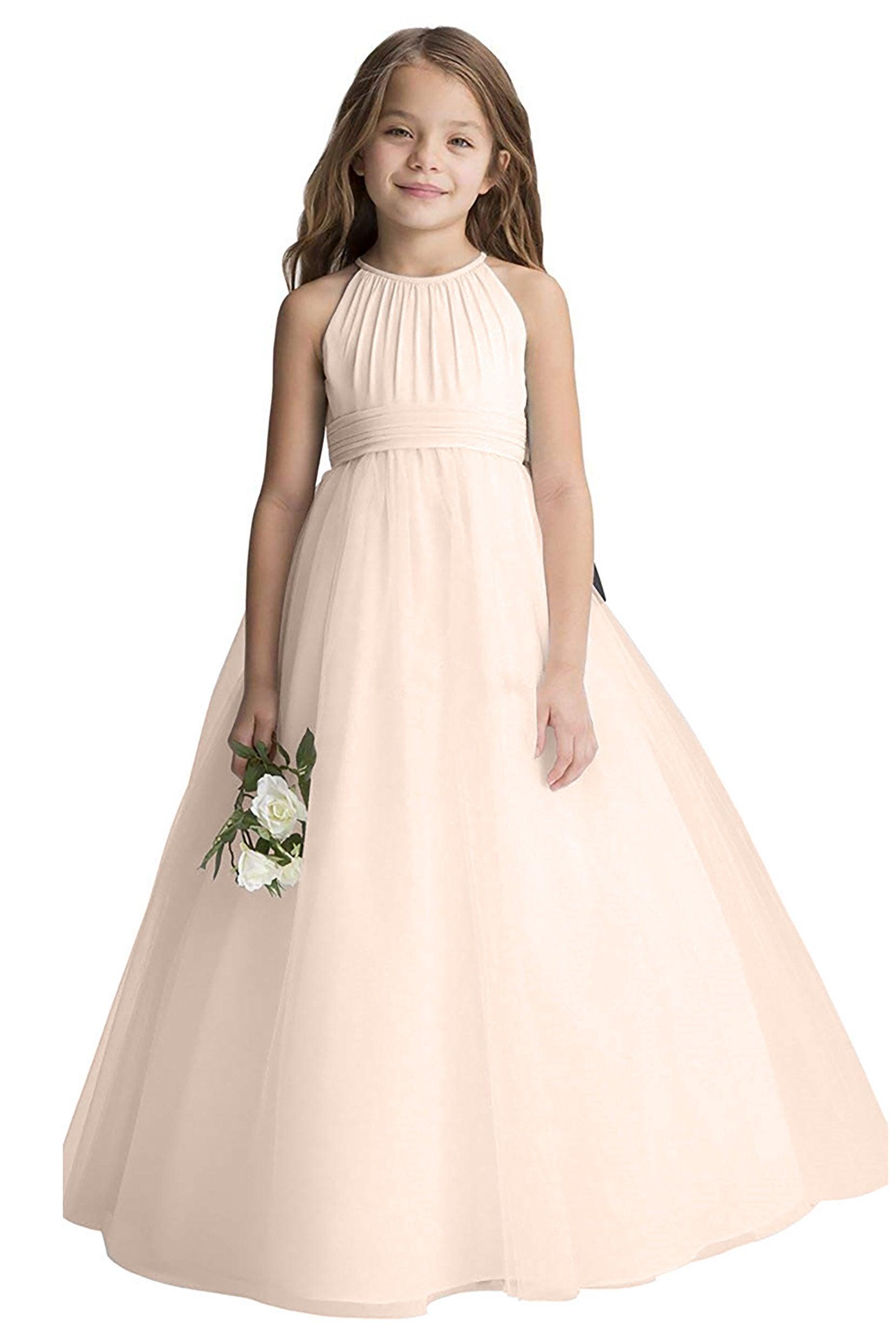 A-Line Floor Length Tulle Flower Girl Dress CF0334 - COCOMELODY