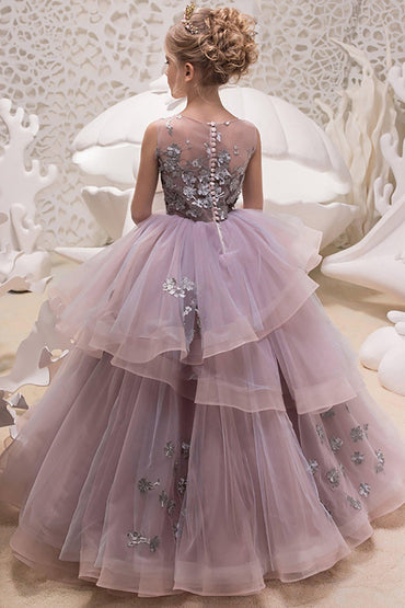 Ball Gown Floor Length Tulle Lace Flower Girl Dress CF0336