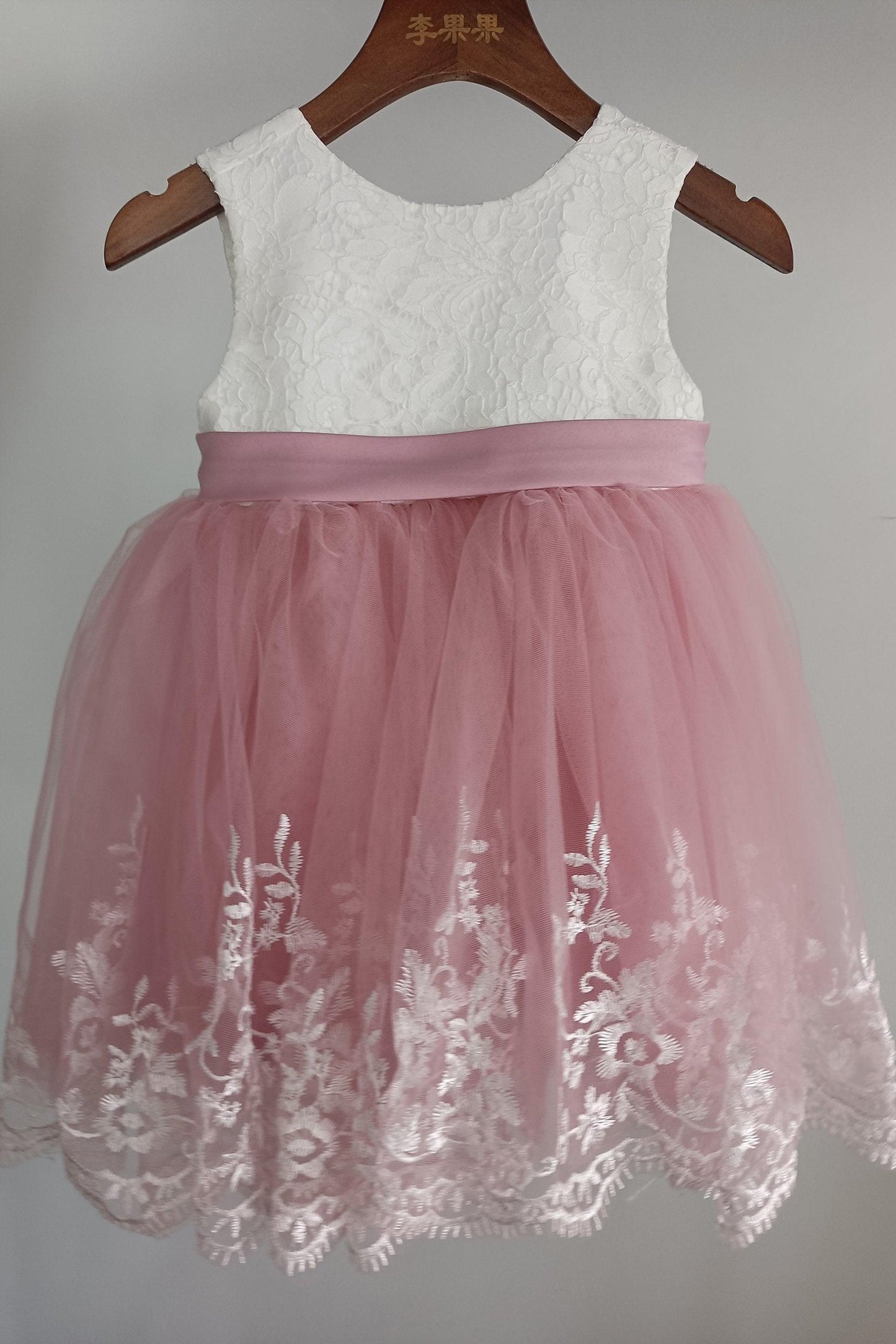 A-Line Knee Length Satin Lace  Flower Girl Dress CF0340