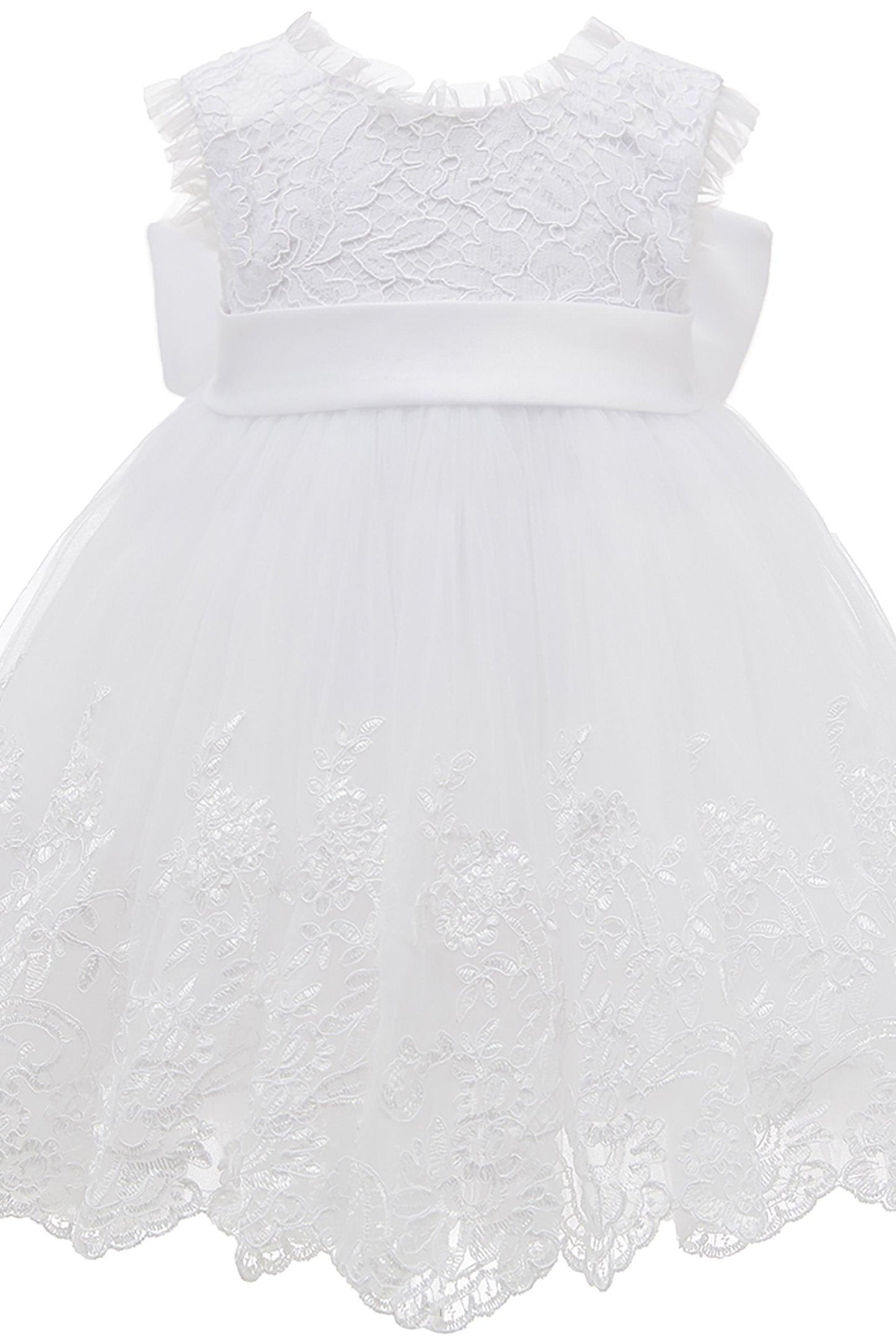 A-Line Knee Length Satin Lace Flower Girl Dress CF0340 - COCOMELODY