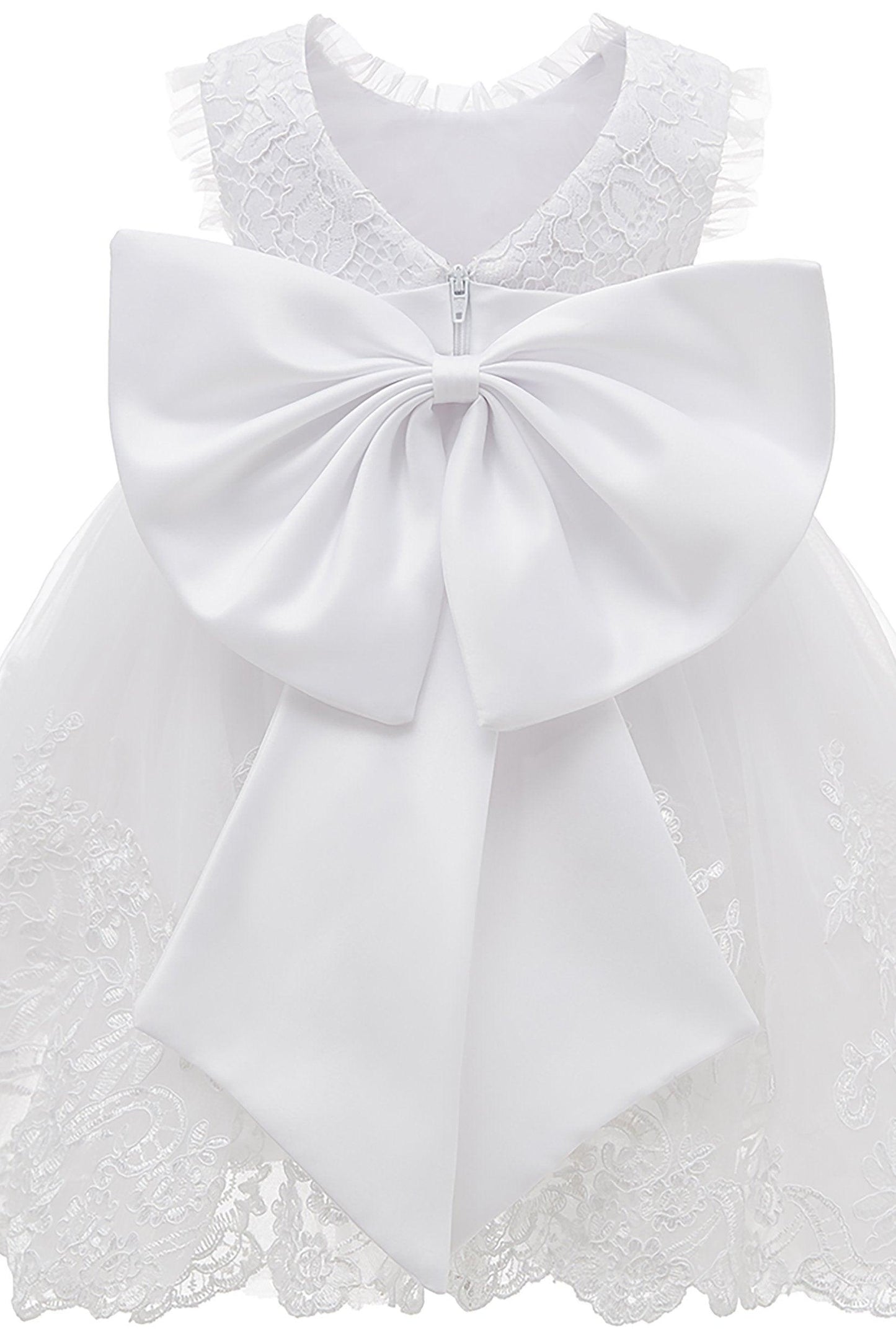 A-Line Knee Length Satin Lace Flower Girl Dress CF0340 - COCOMELODY