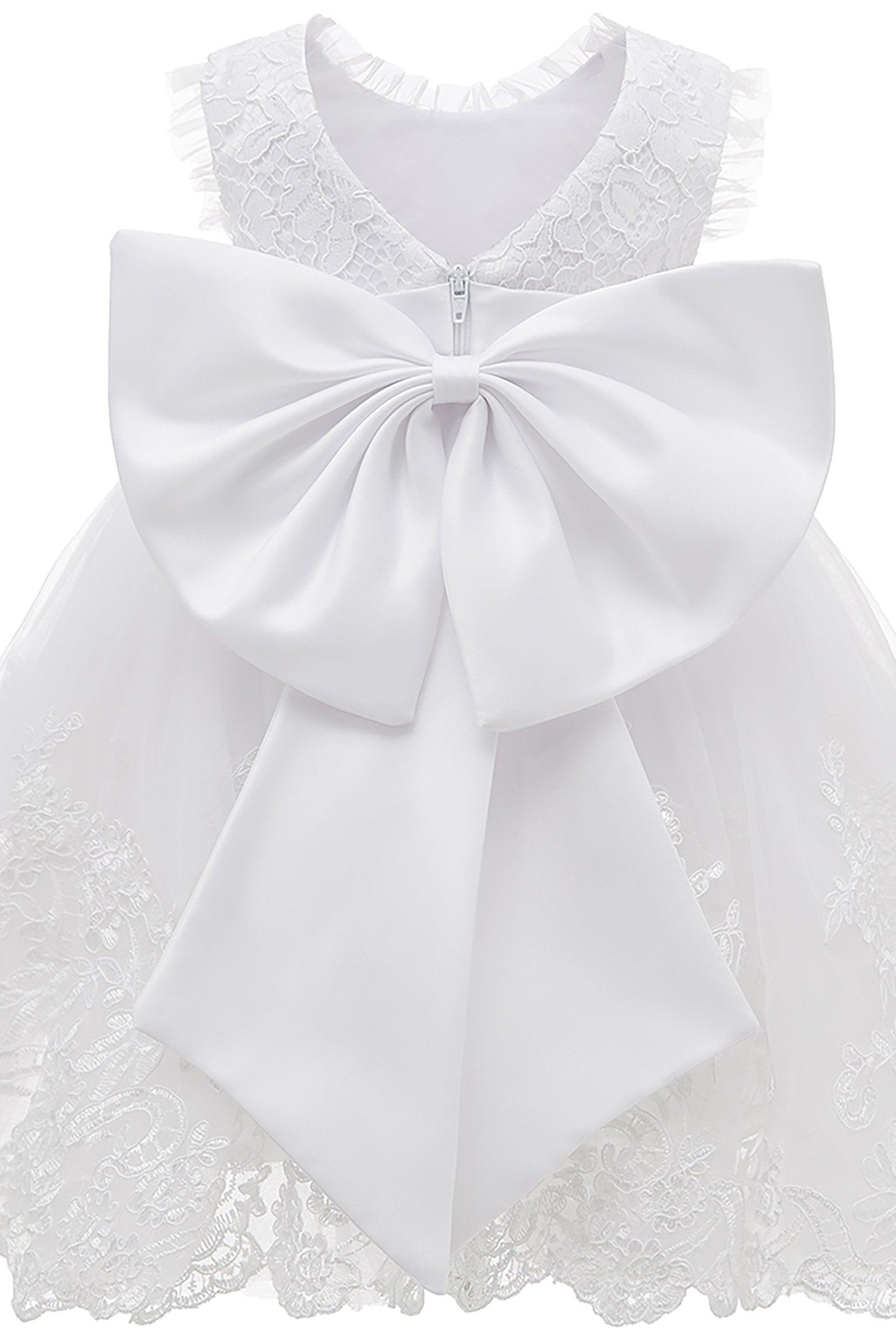 A-Line Knee Length Satin Lace Flower Girl Dress CF0340 - COCOMELODY