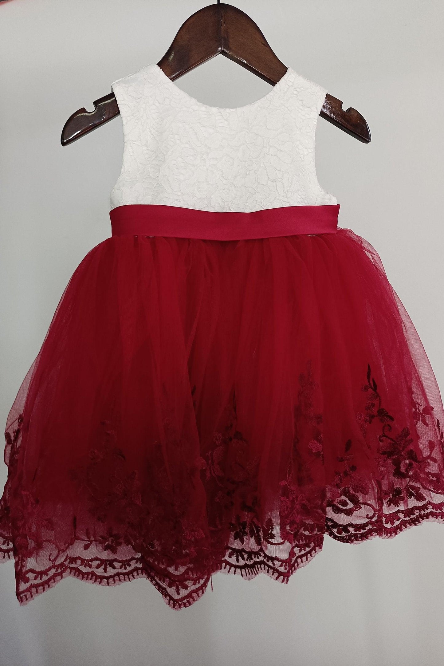 A-Line Knee Length Satin Lace  Flower Girl Dress CF0340