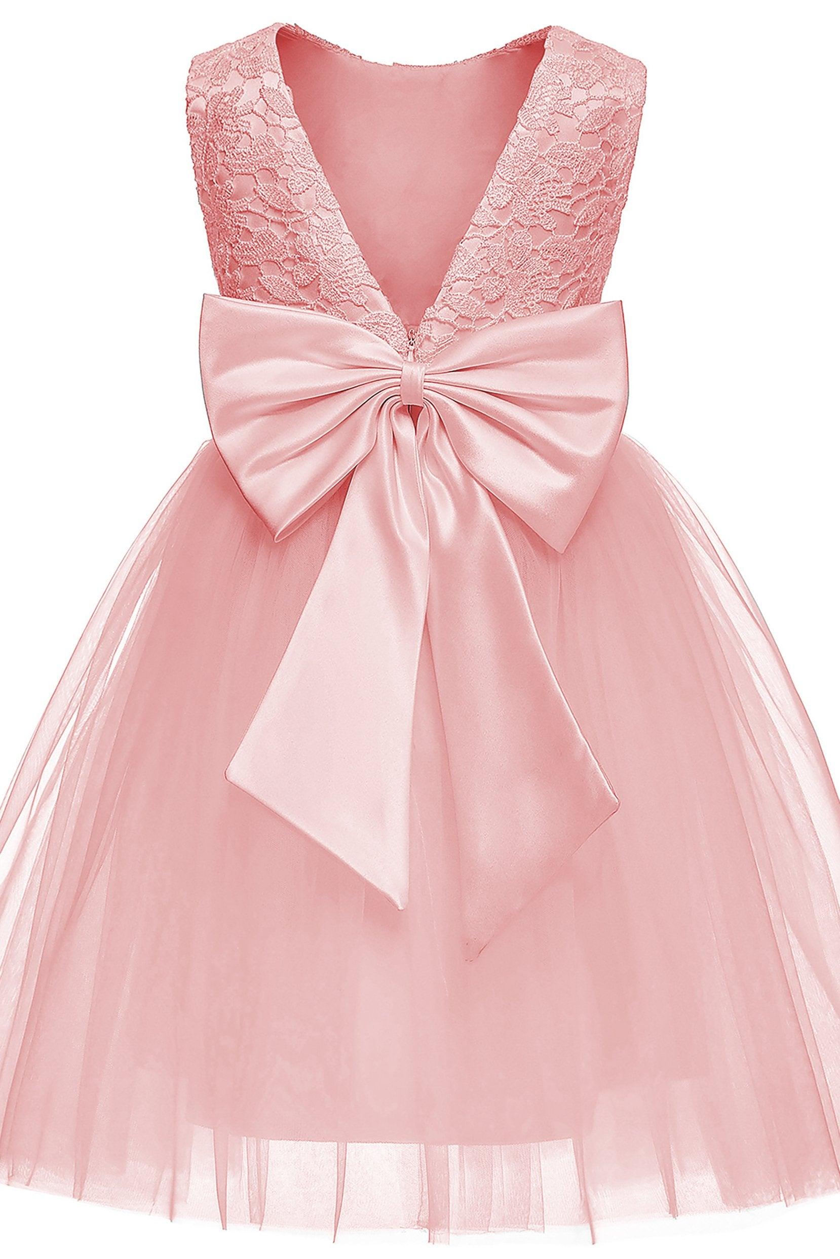 A-Line Knee Length Tulle Lace Flower Girl Dress CF0345 - COCOMELODY