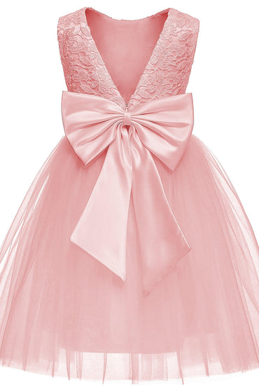 A-Line Knee Length Tulle Lace Flower Girl Dress CF0345 - COCOMELODY