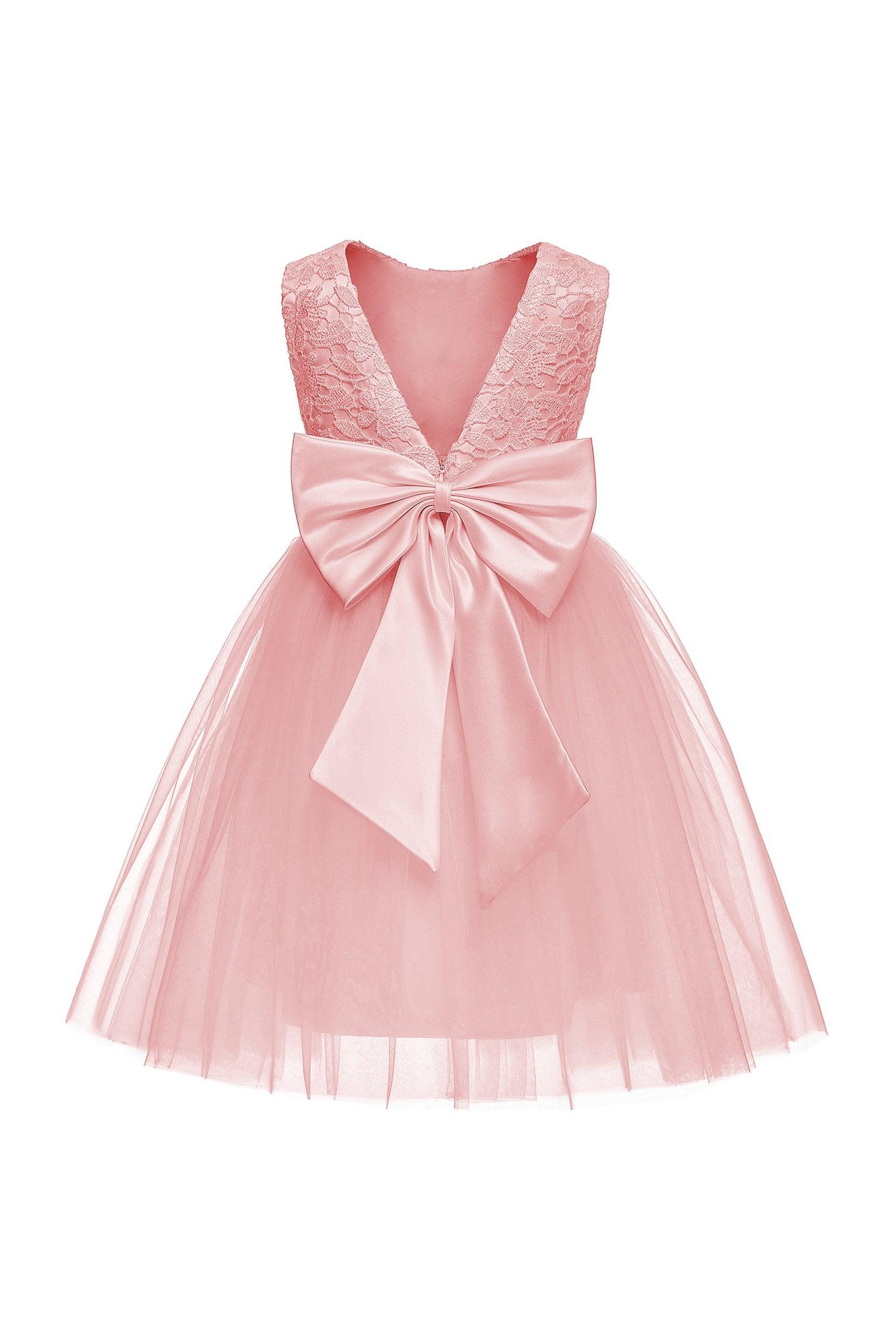 A-Line Knee Length Tulle Lace Flower Girl Dress CF0345 - COCOMELODY