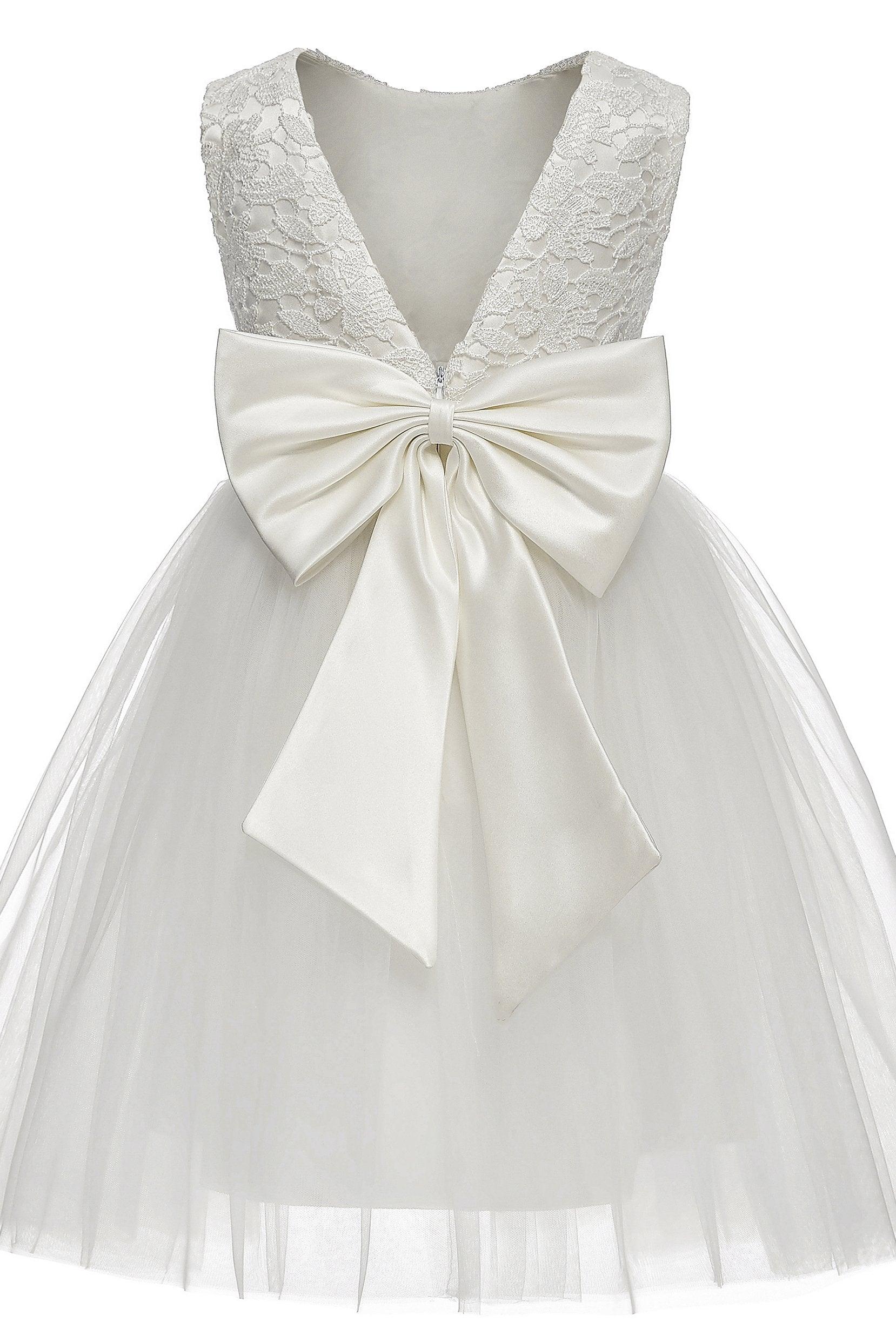 A-Line Knee Length Tulle Lace Flower Girl Dress CF0345 - COCOMELODY
