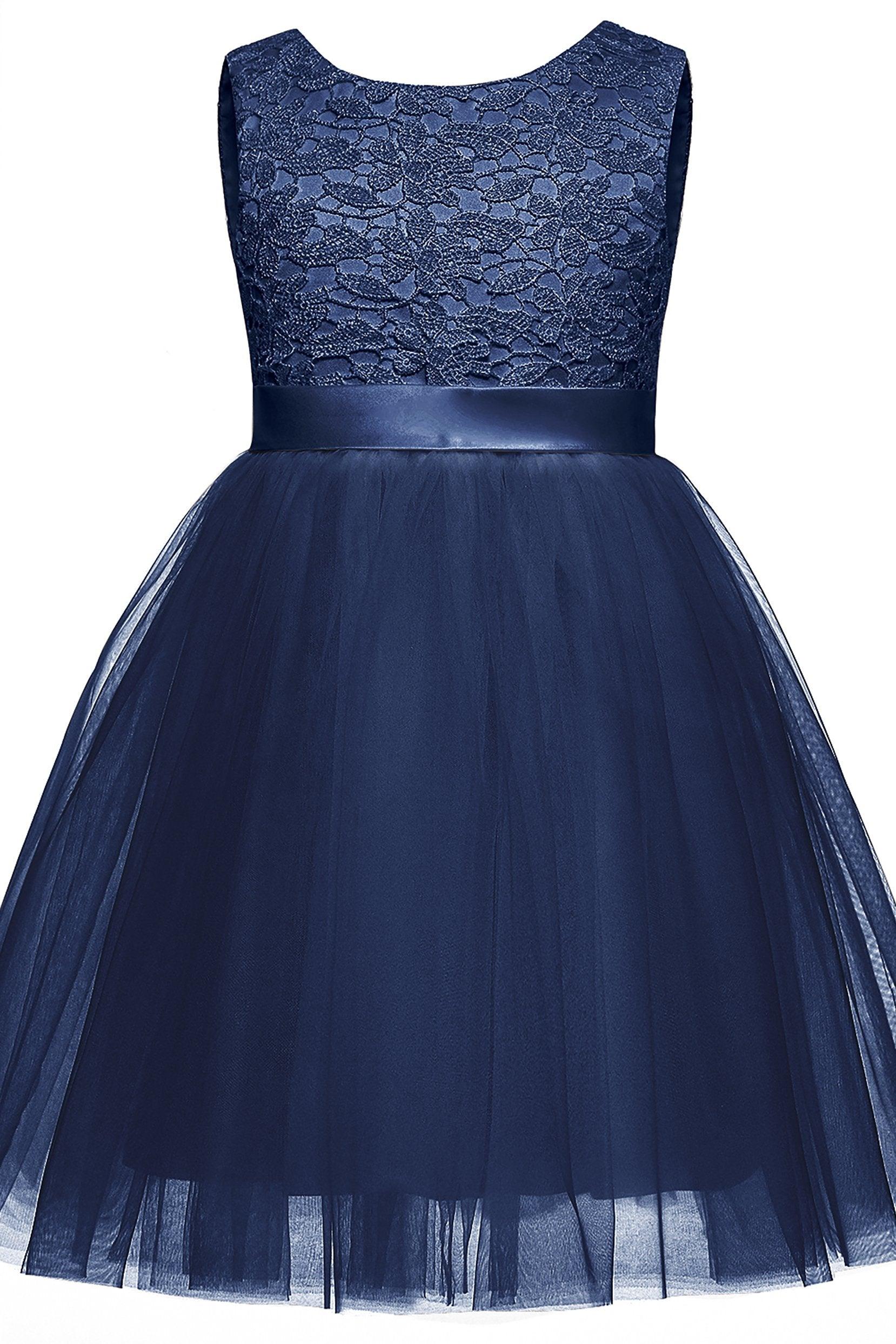 A-Line Knee Length Tulle Lace Flower Girl Dress CF0345 - COCOMELODY