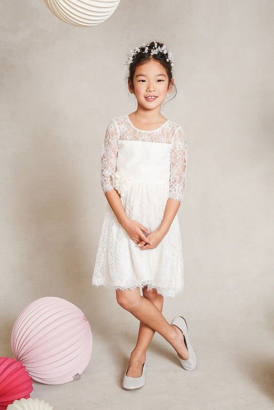 A-Line Knee Length Tulle Lace Flower Girl Dress CF0346