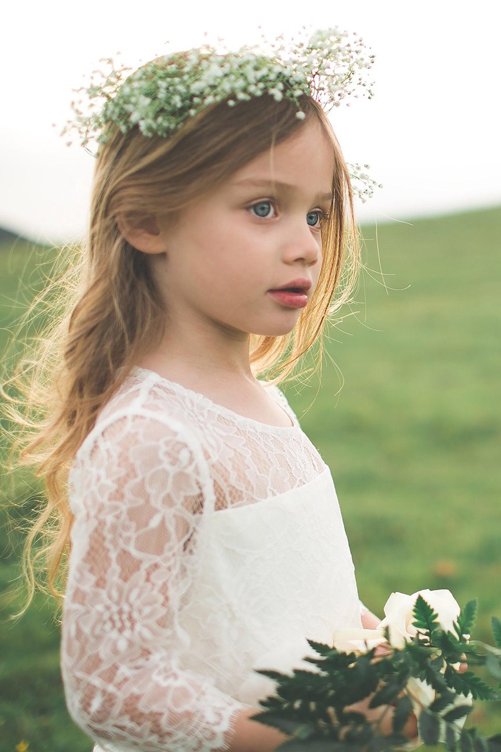 A-Line Knee Length Tulle Lace Flower Girl Dress CF0346 - COCOMELODY