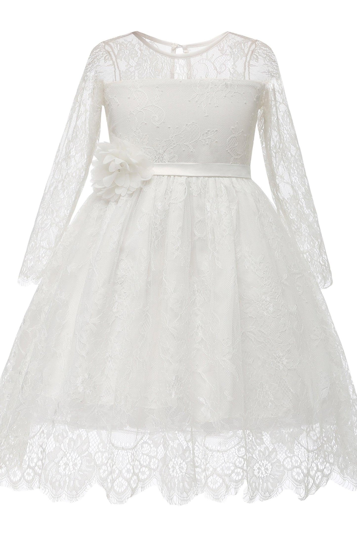 A-Line Knee Length Tulle Lace Flower Girl Dress CF0346 - COCOMELODY