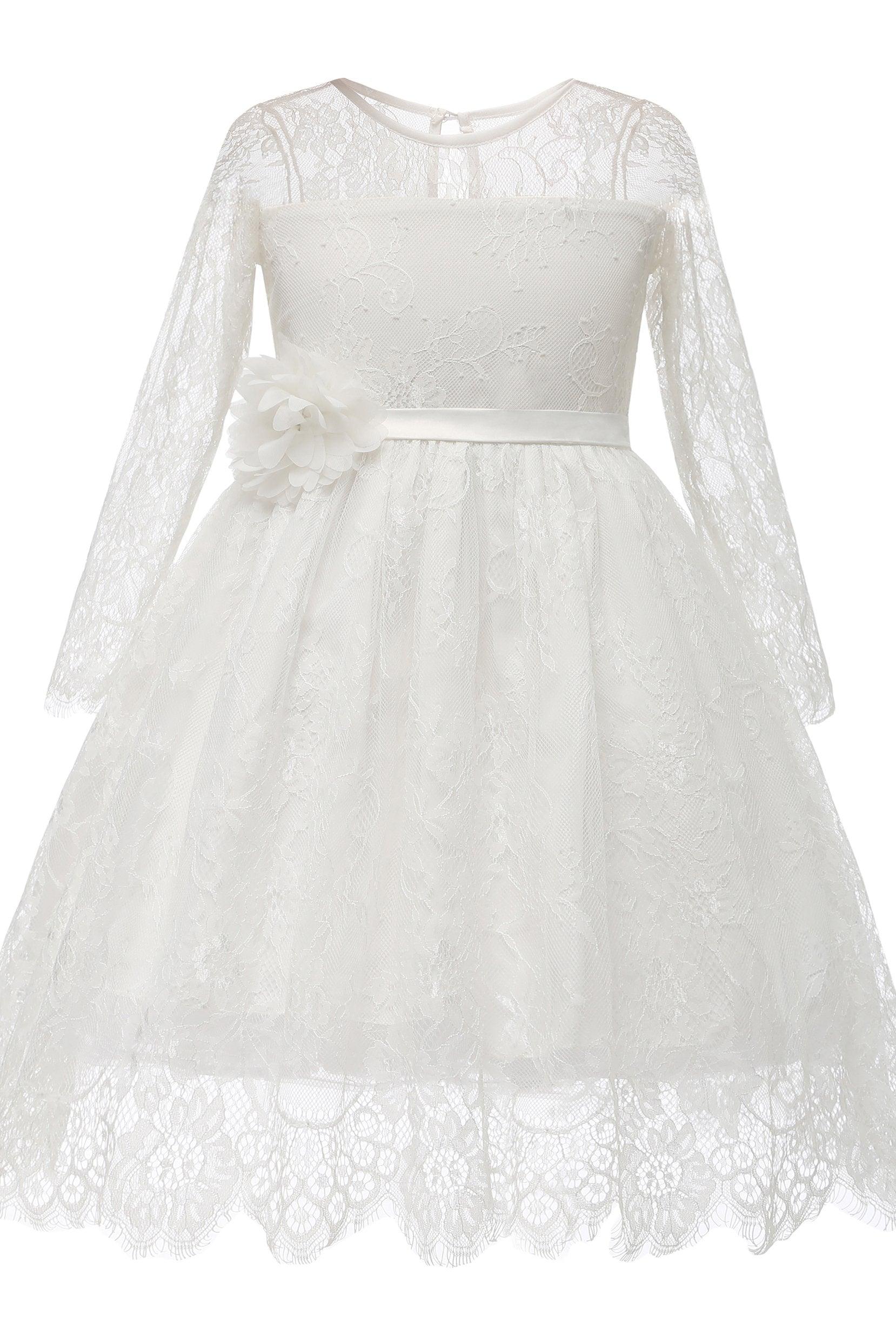 A-Line Knee Length Tulle Lace Flower Girl Dress CF0346 - COCOMELODY