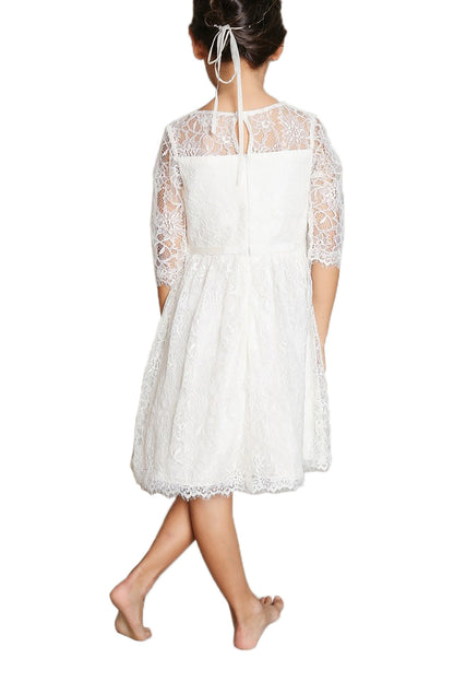A-Line Knee Length Tulle Lace Flower Girl Dress CF0346