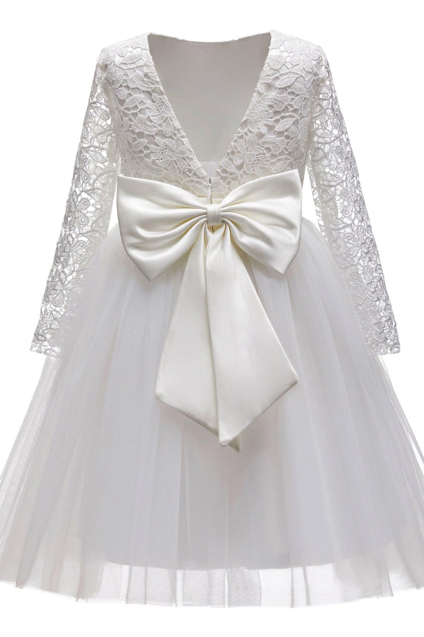 A-Line Tea Length Tulle Lace Flower Girl Dress CF0347 - COCOMELODY