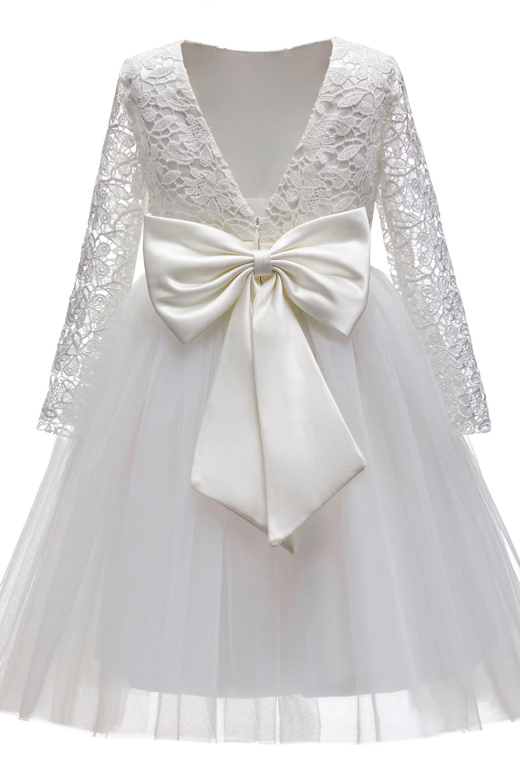 A-Line Tea Length Tulle Lace Flower Girl Dress CF0347 - COCOMELODY