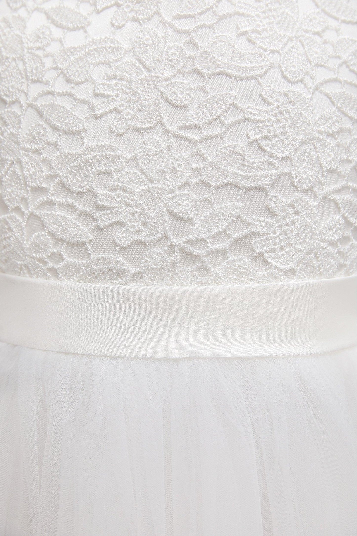 A-Line Tea Length Tulle Lace Flower Girl Dress CF0347 - COCOMELODY
