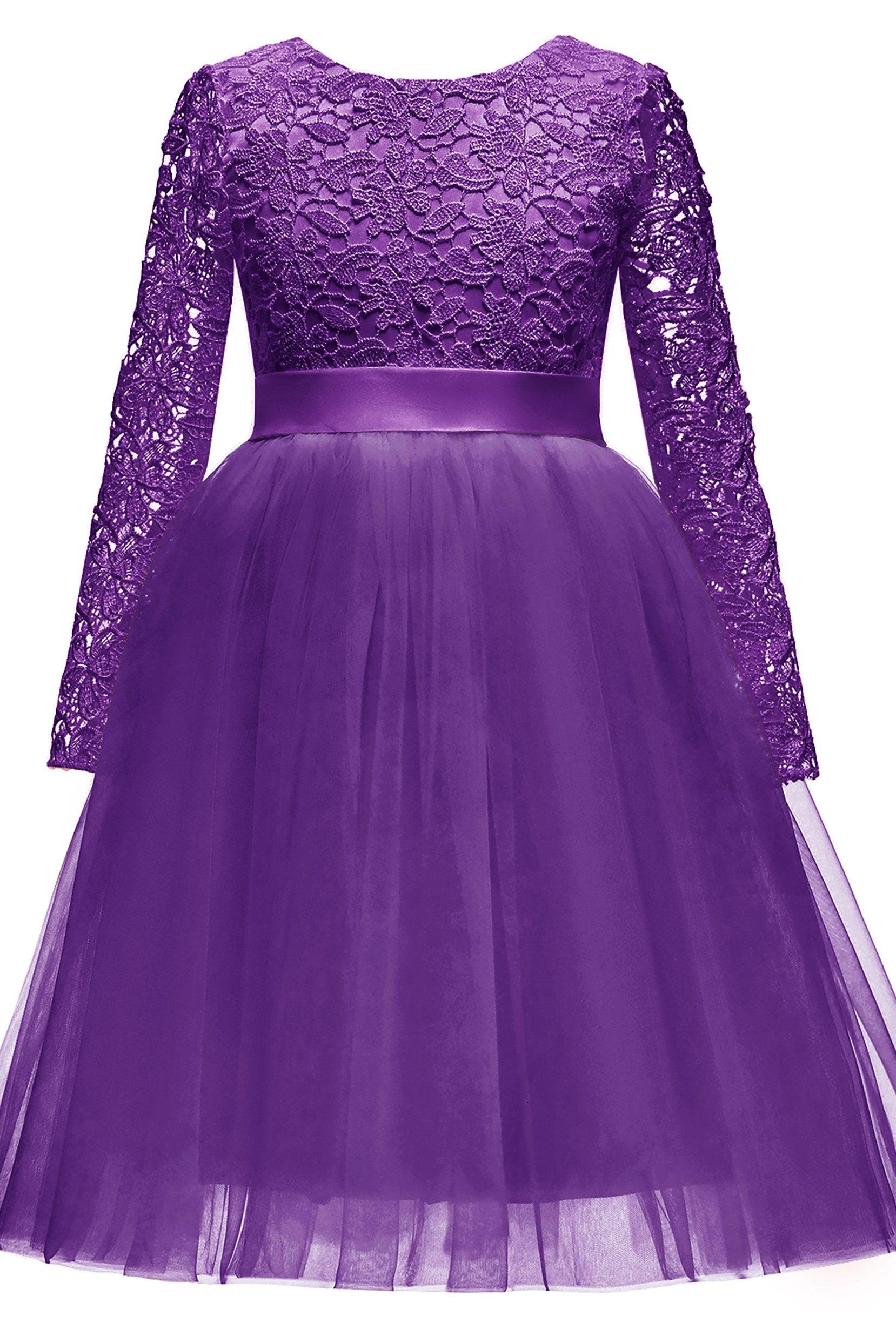 A-Line Tea Length Tulle Lace Flower Girl Dress CF0347 - COCOMELODY