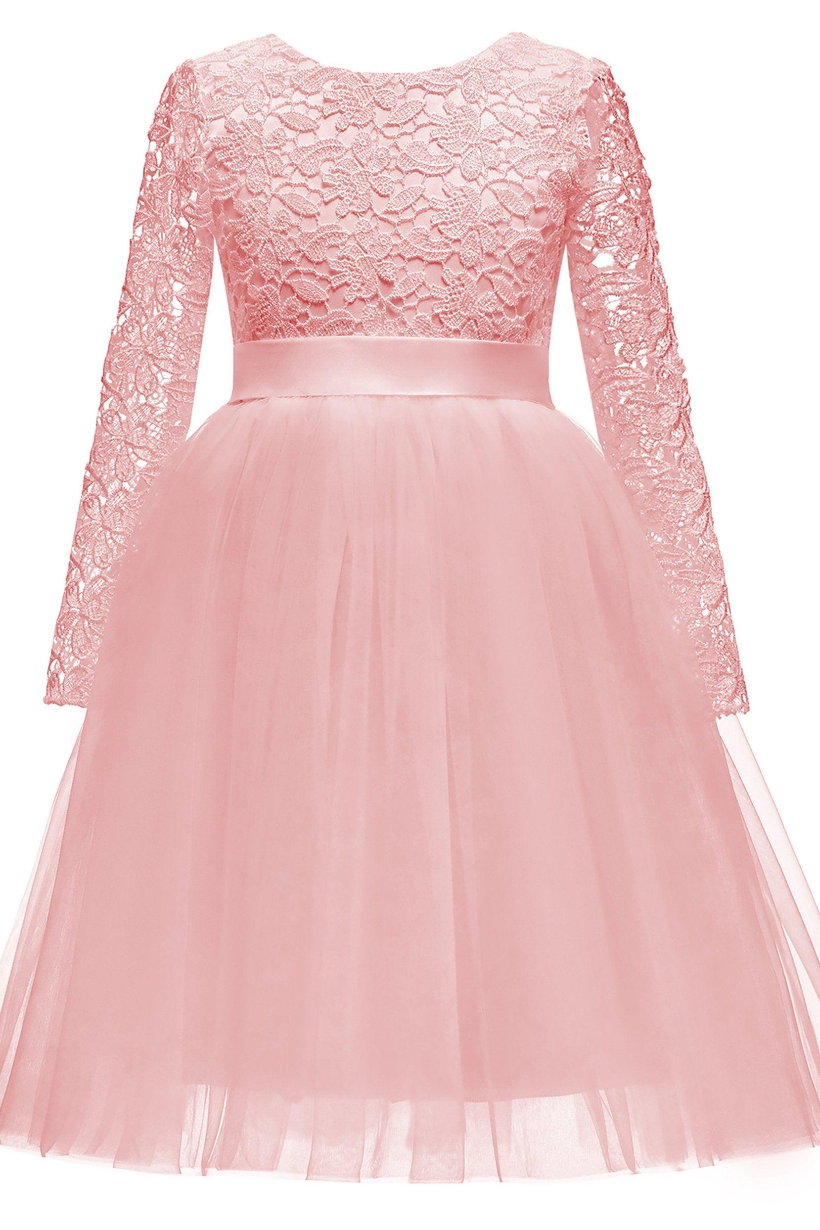 A-Line Tea Length Tulle Lace Flower Girl Dress CF0347 - COCOMELODY