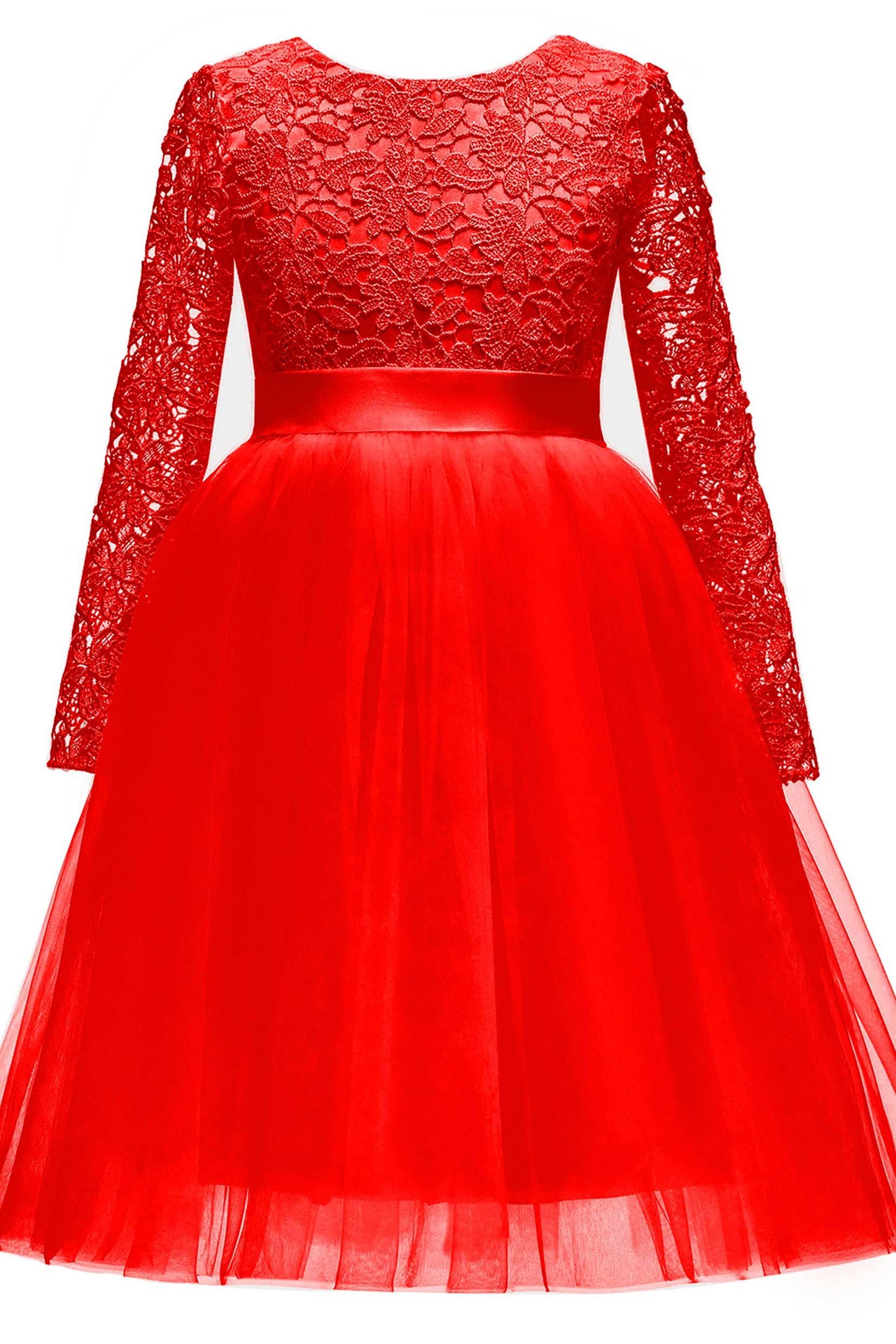 A-Line Tea Length Tulle Lace Flower Girl Dress CF0347 - COCOMELODY