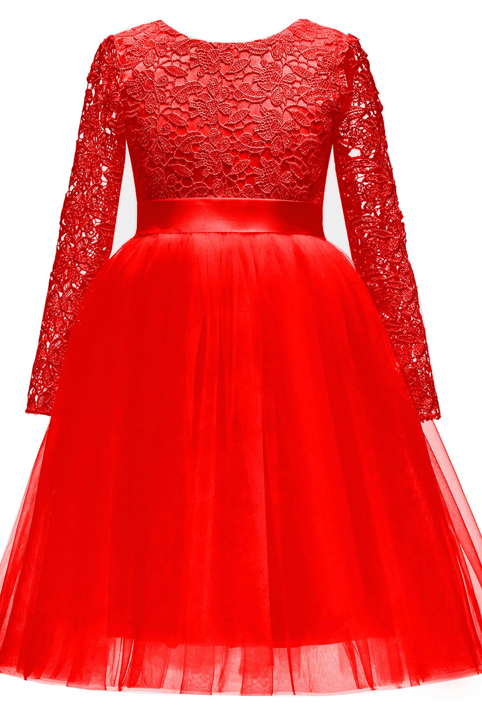 A-Line Tea Length Tulle Lace Flower Girl Dress CF0347 - COCOMELODY