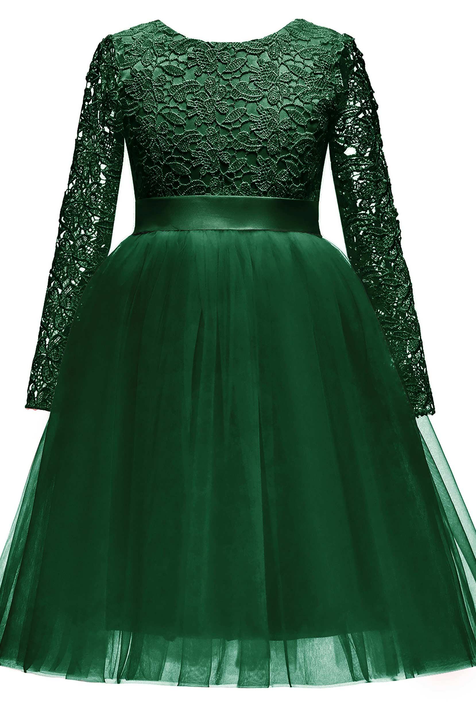 A-Line Tea Length Tulle Lace Flower Girl Dress CF0347 - COCOMELODY