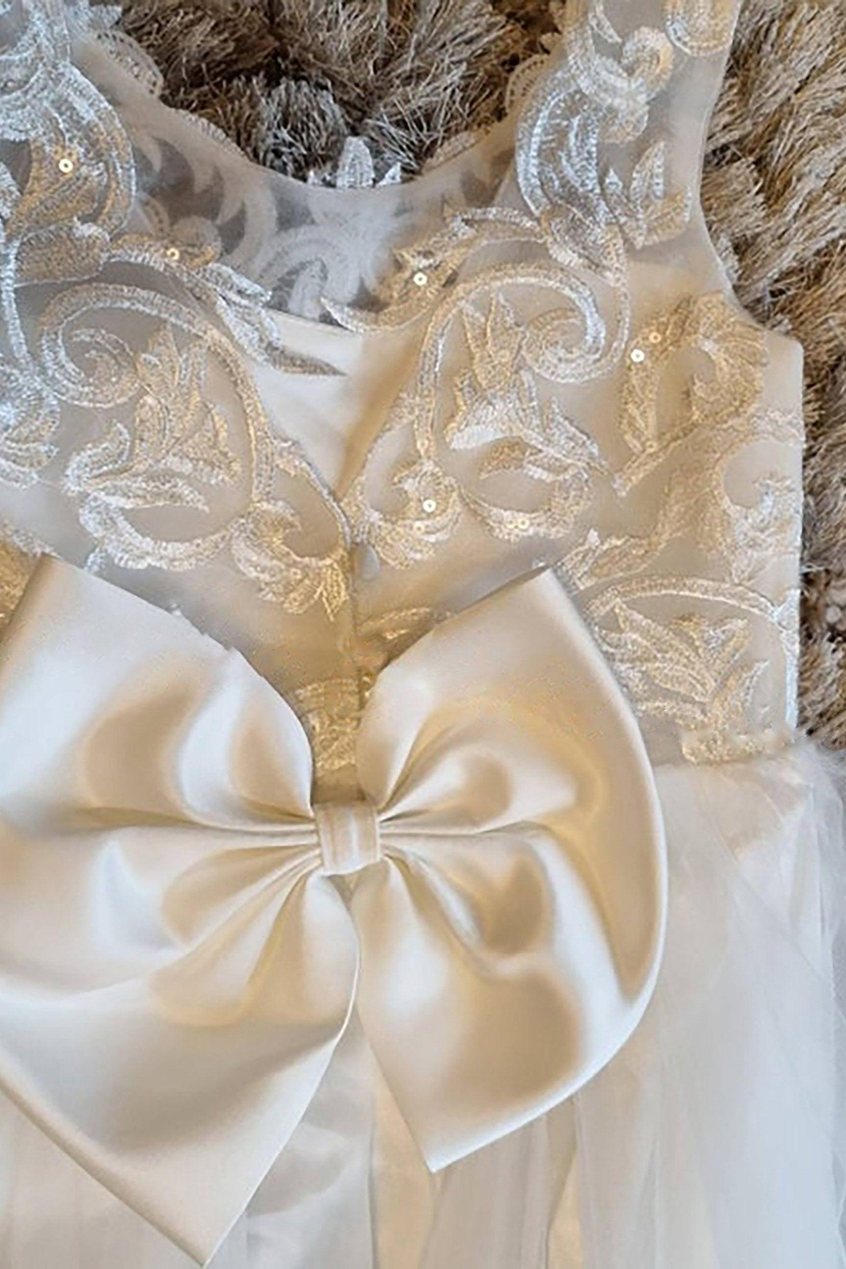 Ball Gown Floor Length Tulle Lace Flower Girl Dress CF0348 - COCOMELODY