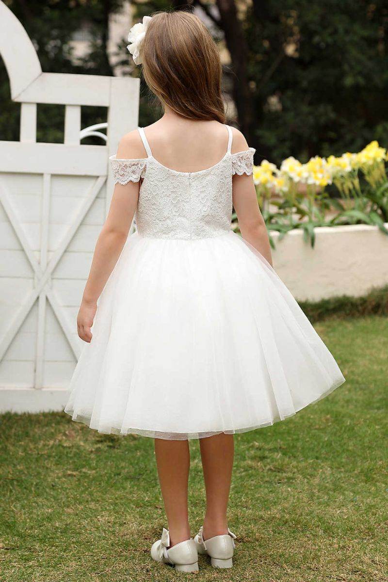 A-Line Midi Tulle Flower Girl Dress CF0372 - COCOMELODY