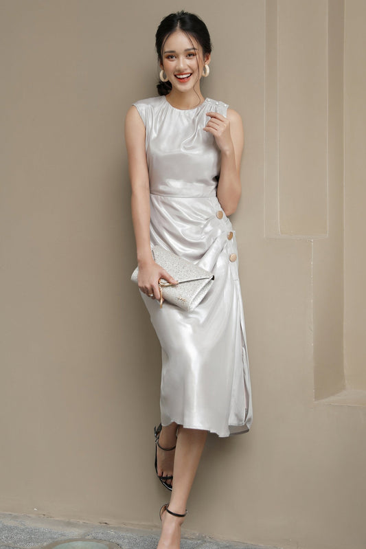 Sheath-Column Tea Length Silk Blend Dress CG0055