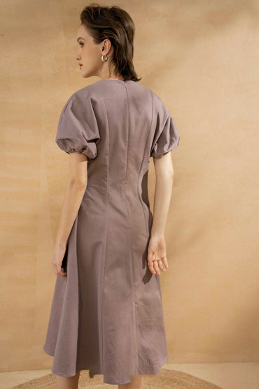 A-Line Knee Length Khaki Dress CG0065
