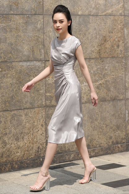 Sheath-Column Knee Length Silk Blend Dress CG0071