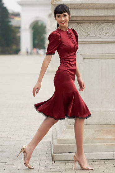 Sheath-Column Knee Length Silk Blend Dress CG0104