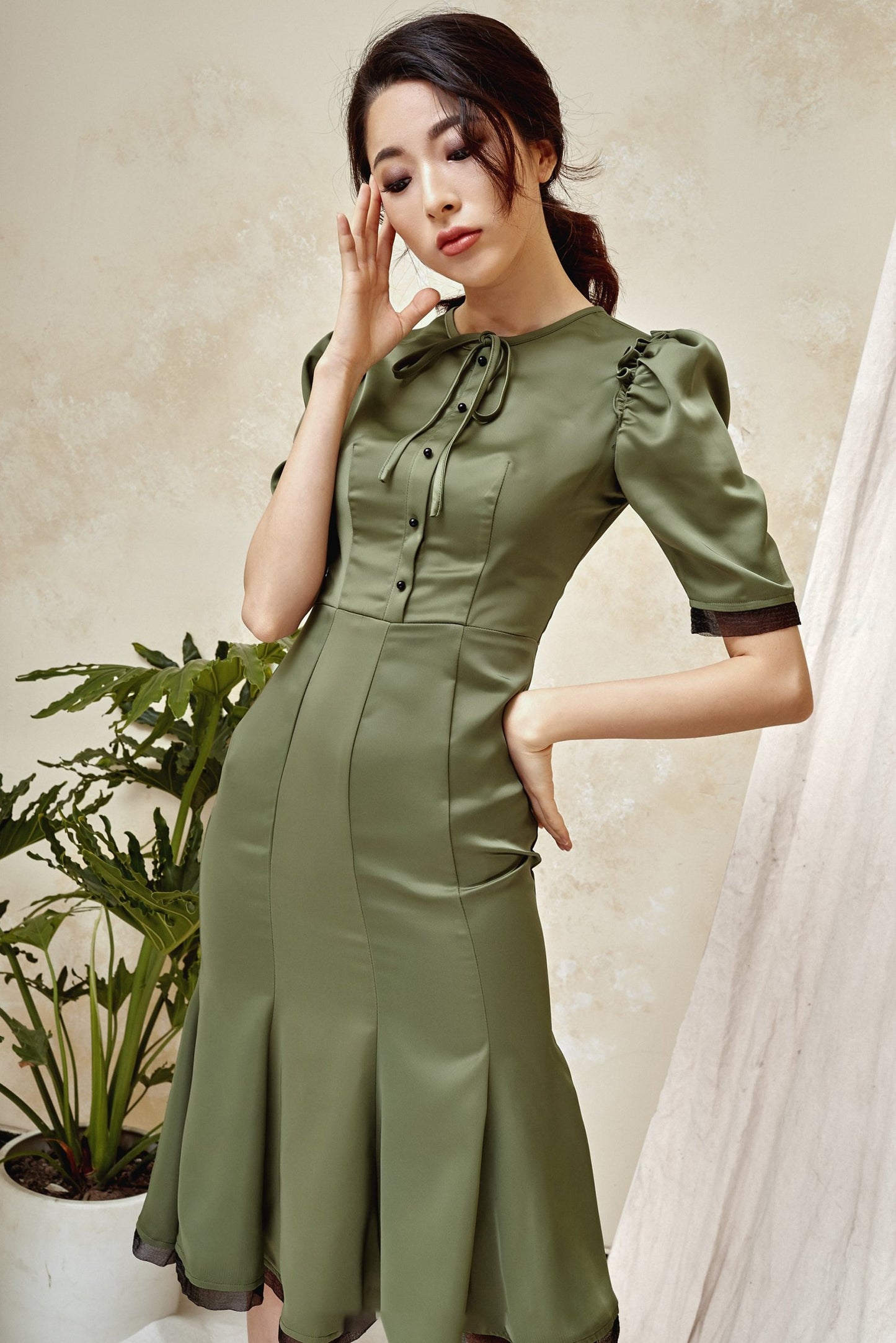 A-Line Knee Length Silk Blend Dress CG0105