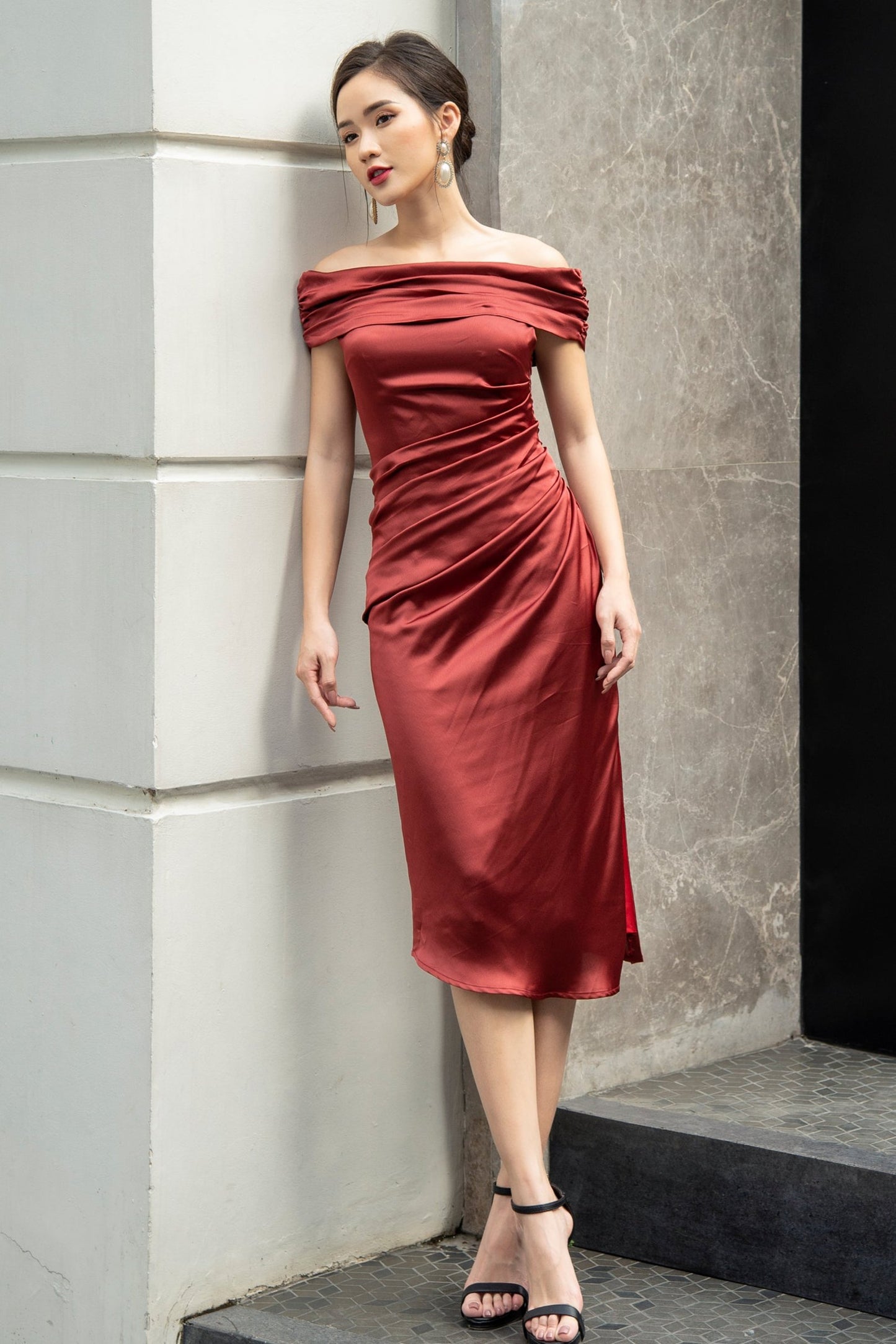 A-Line Knee Length Silk Blend Dress CG0108