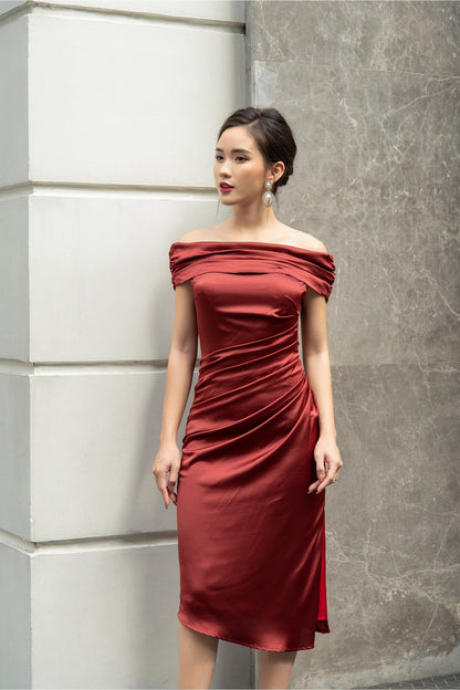 A-Line Knee Length Silk Blend Dress CG0108