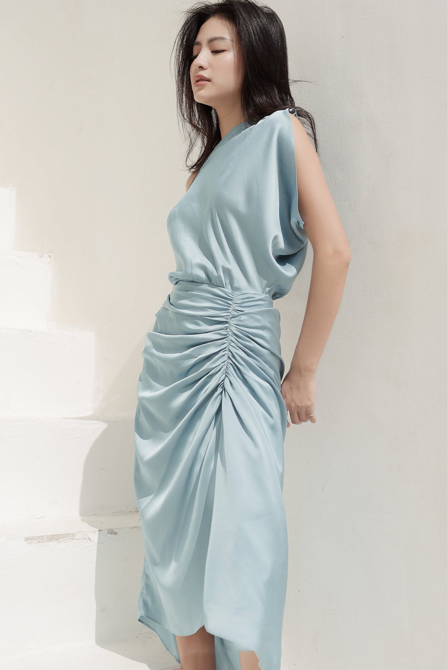 A-Line Tea Length Silk Blend Dress CG0136