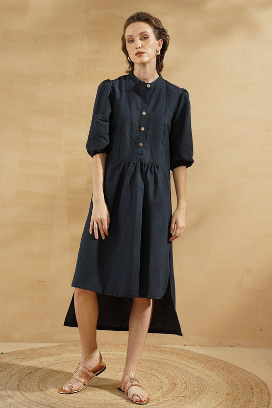 A-Line Tea Length Linen Dress CG0139