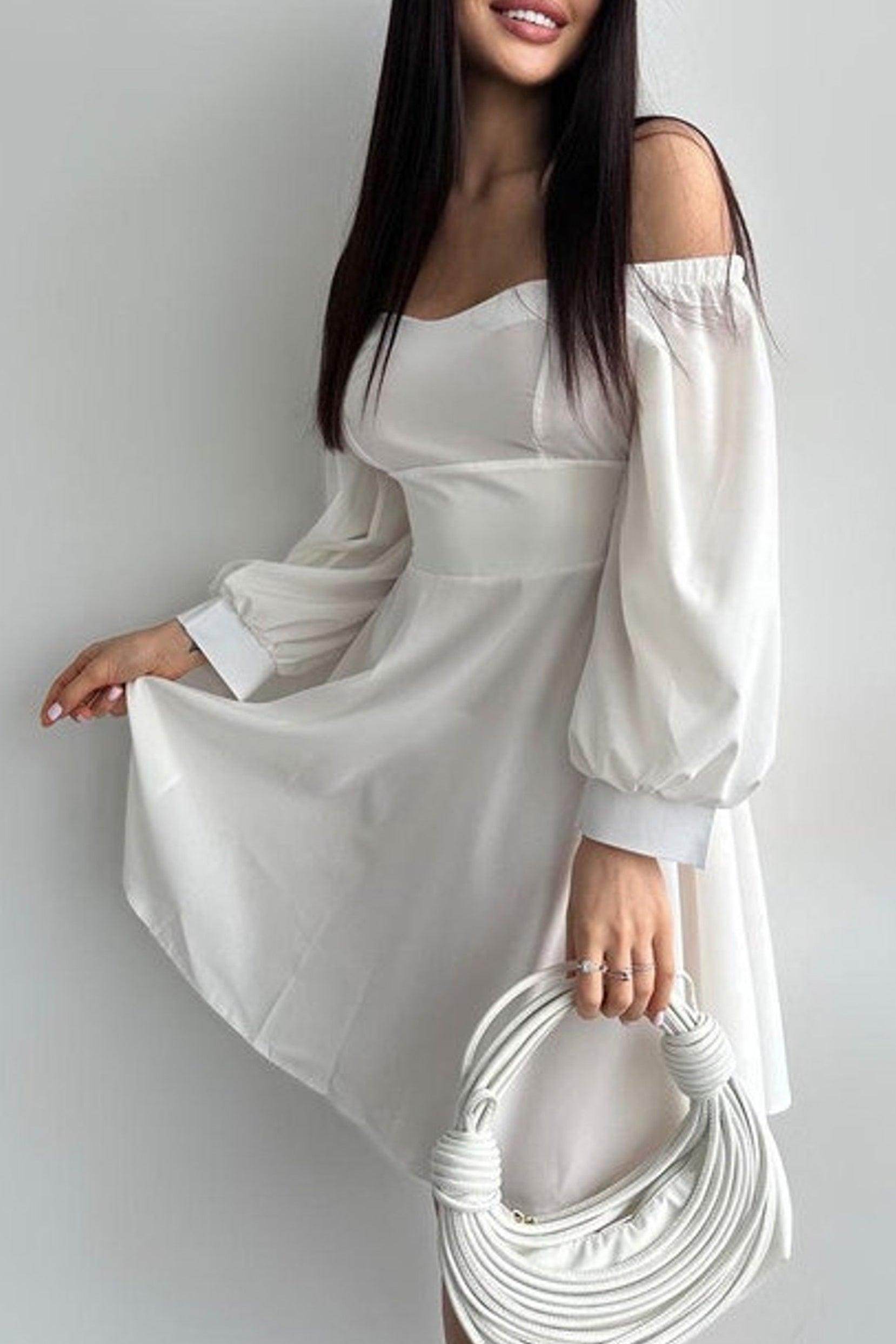A-Line Knee Length Twisted Silk Fabric Dress CG0149 - COCOMELODY