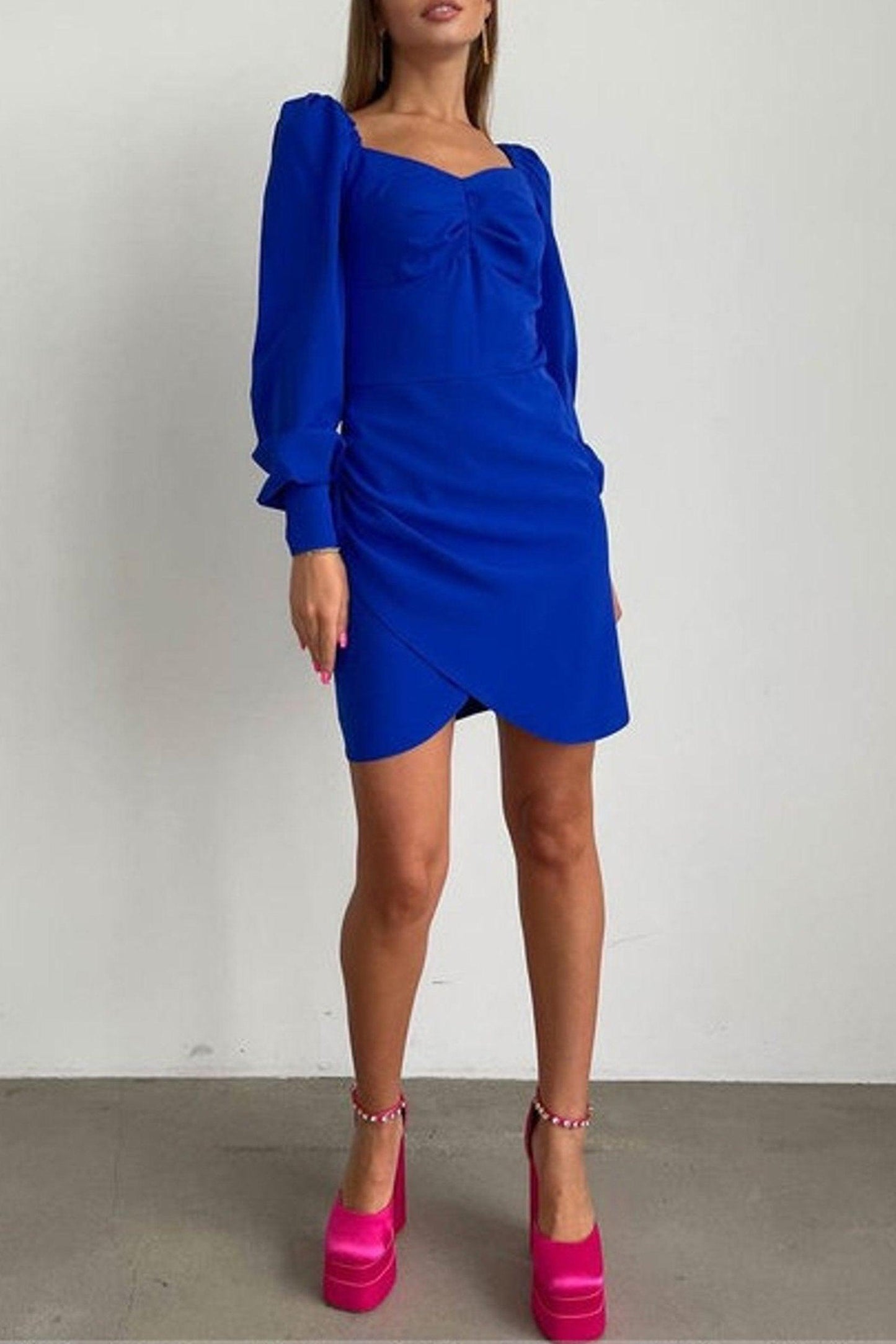 Sheath-Column Short-Mini Twisted Silk Fabric Dress CG0151 - COCOMELODY