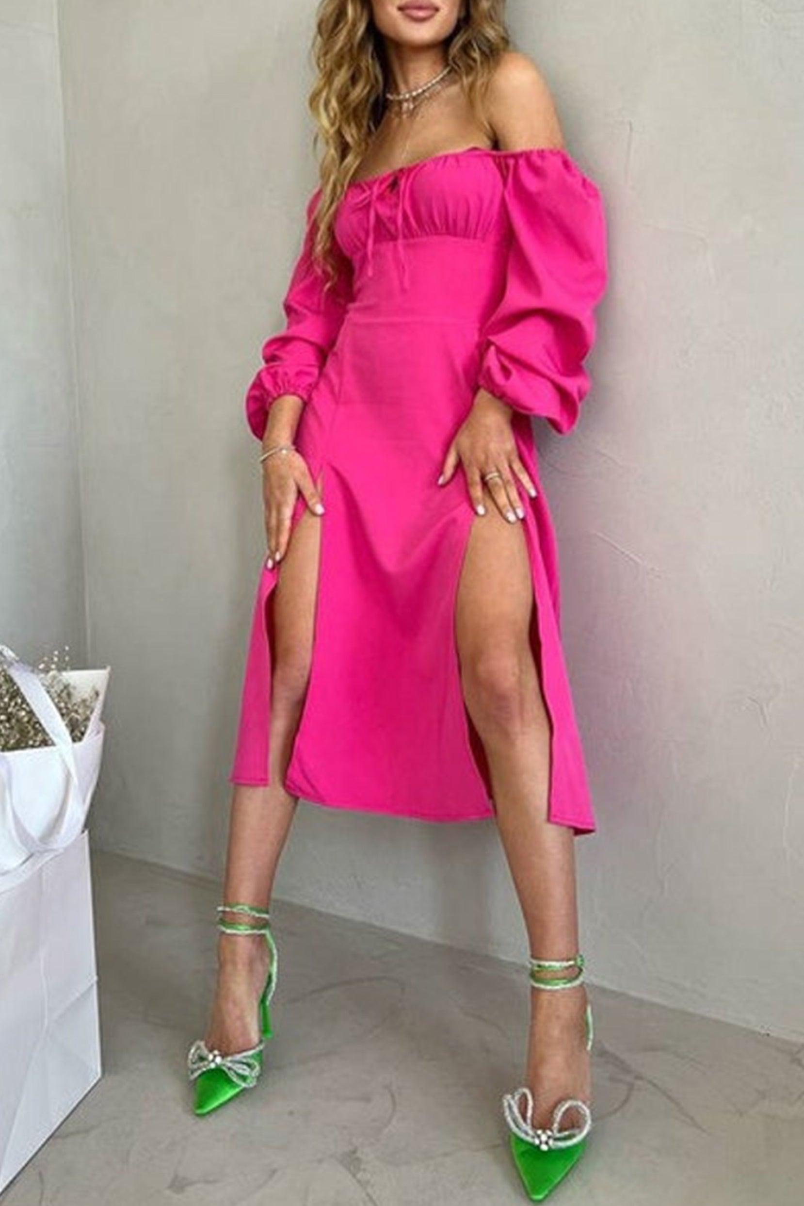 A-Line Tea Length Elastic Satin Dress CG0157 - COCOMELODY