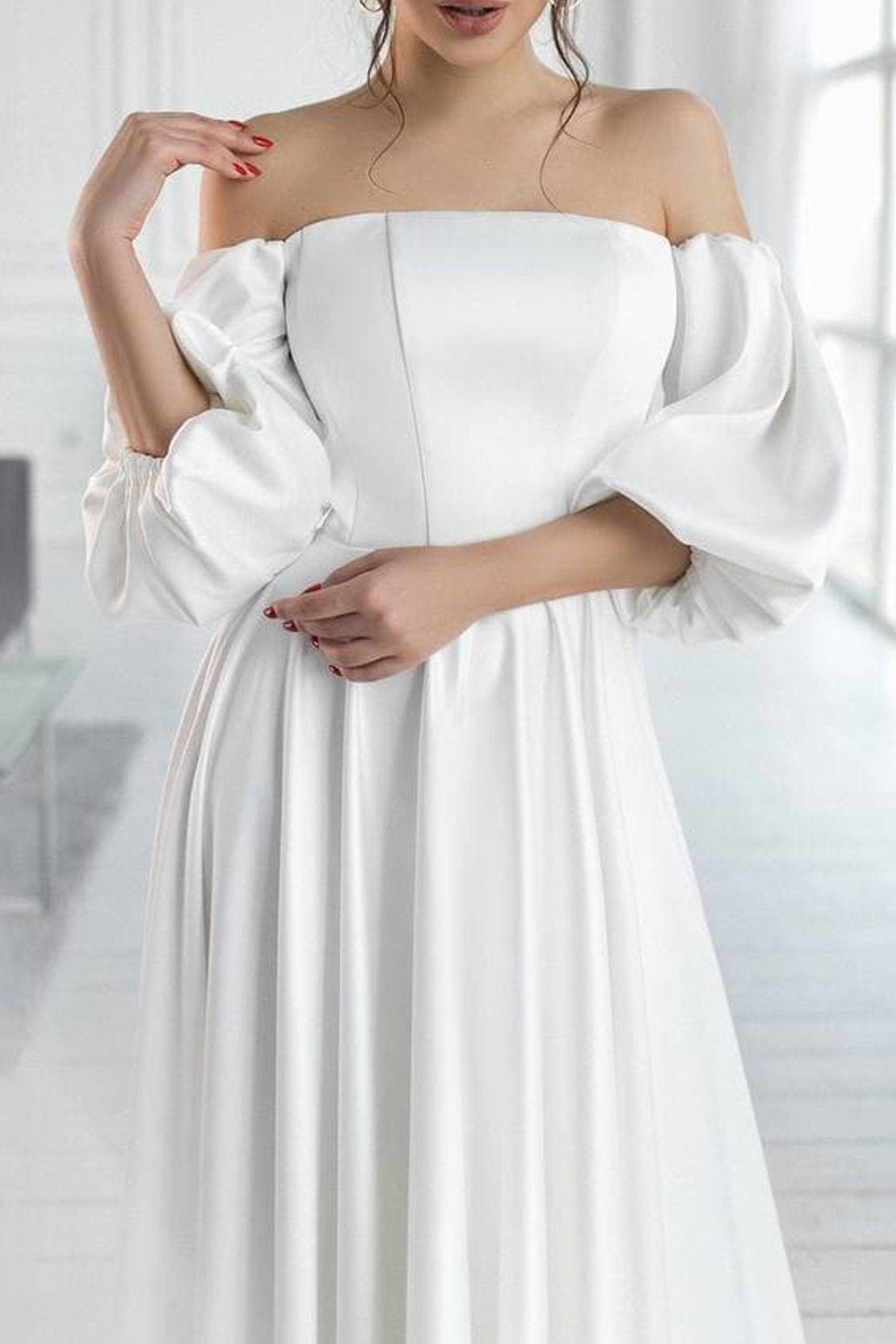 A-Line Tea Length Satin Dress CG0165 - COCOMELODY