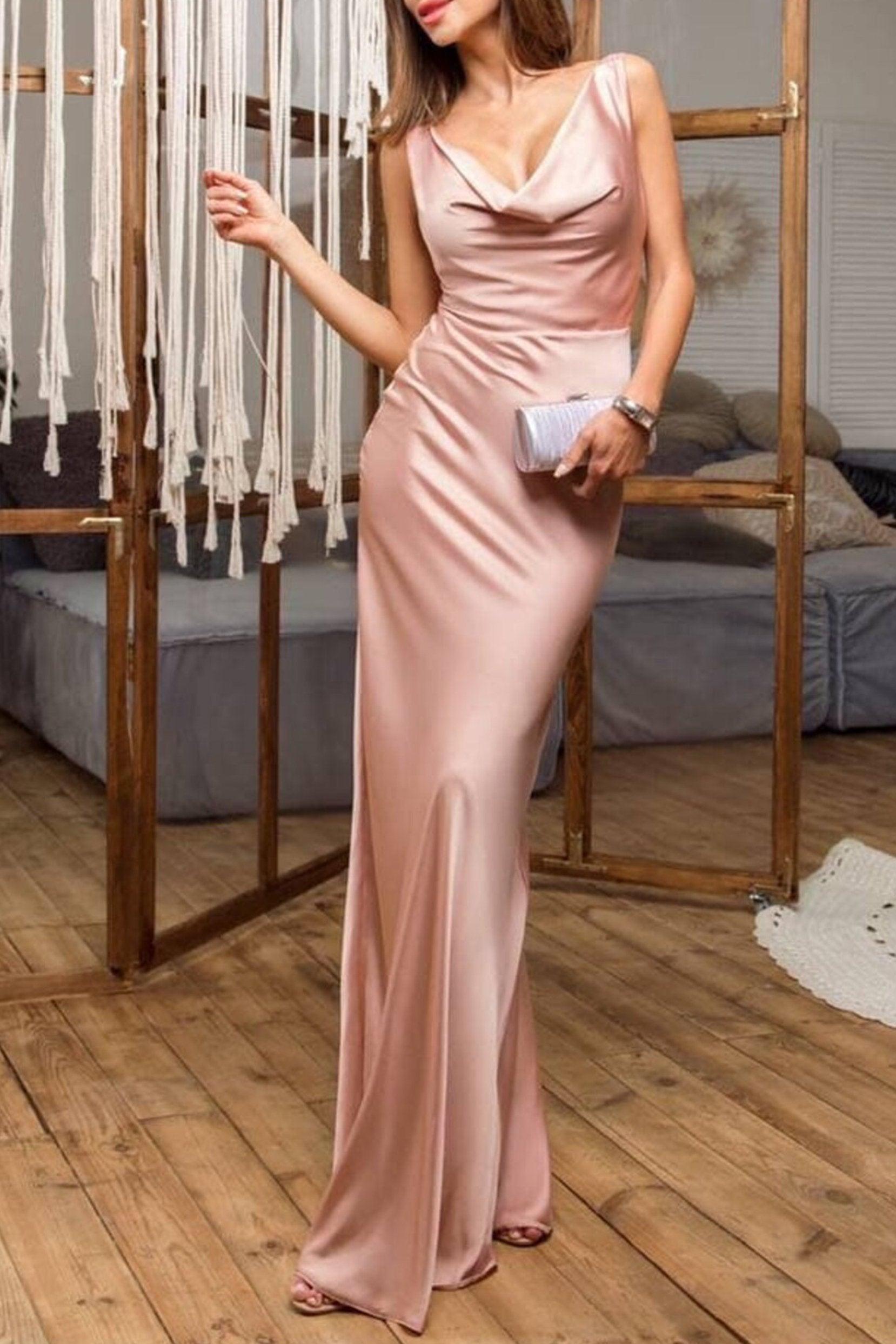 Sheath-Column Floor Length Elastic Satin Dress CG0168 - COCOMELODY