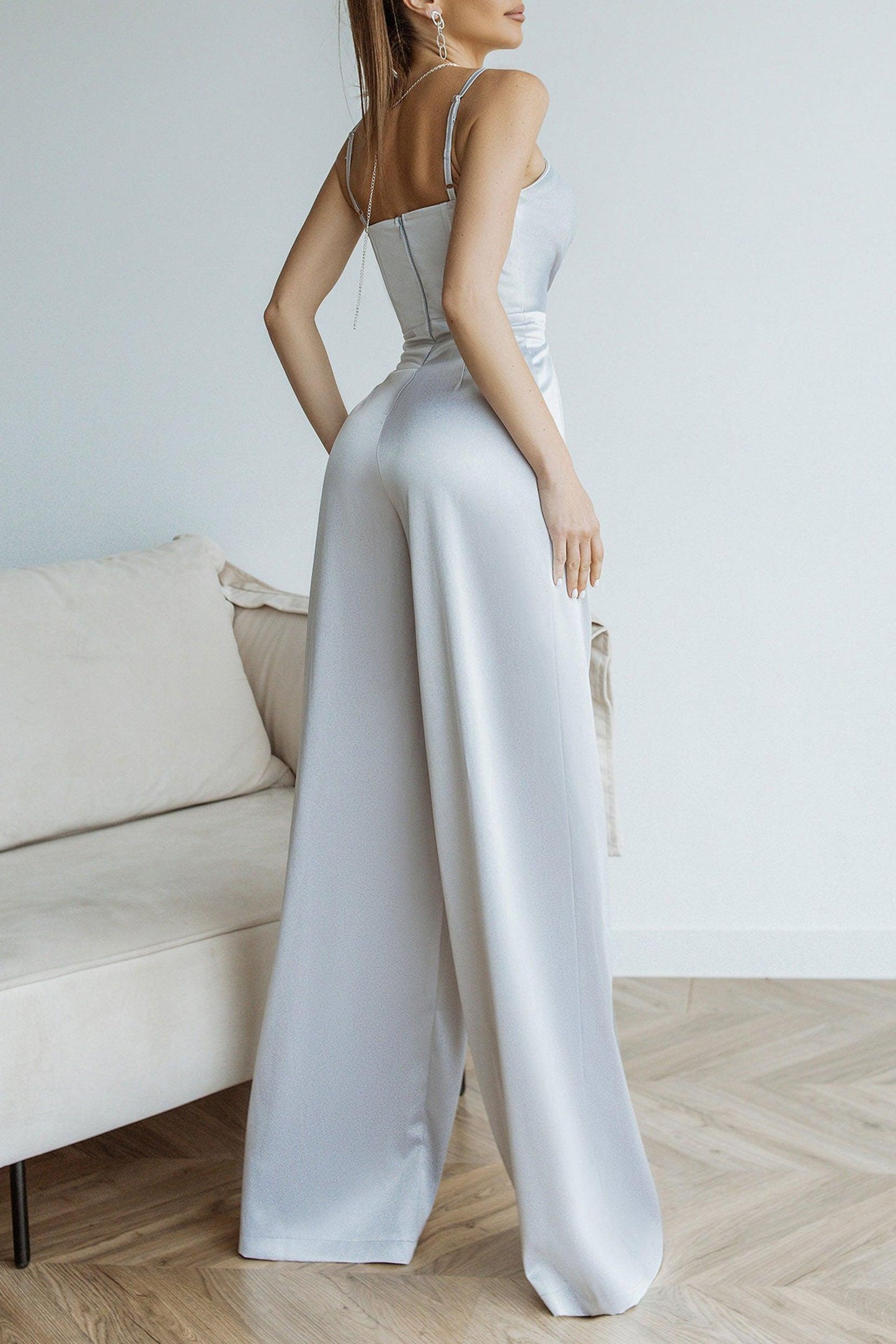 Jumpsuit Floor Length Elastic Satin Dress CG0169